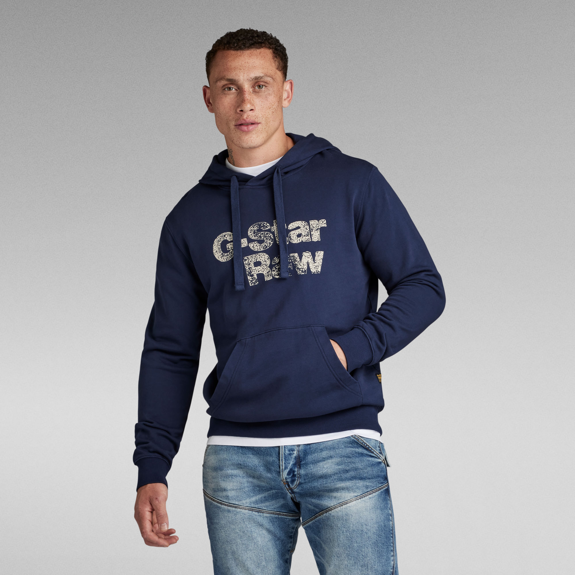 Painted Graphic Hoodie - Dunkelblau - Herren