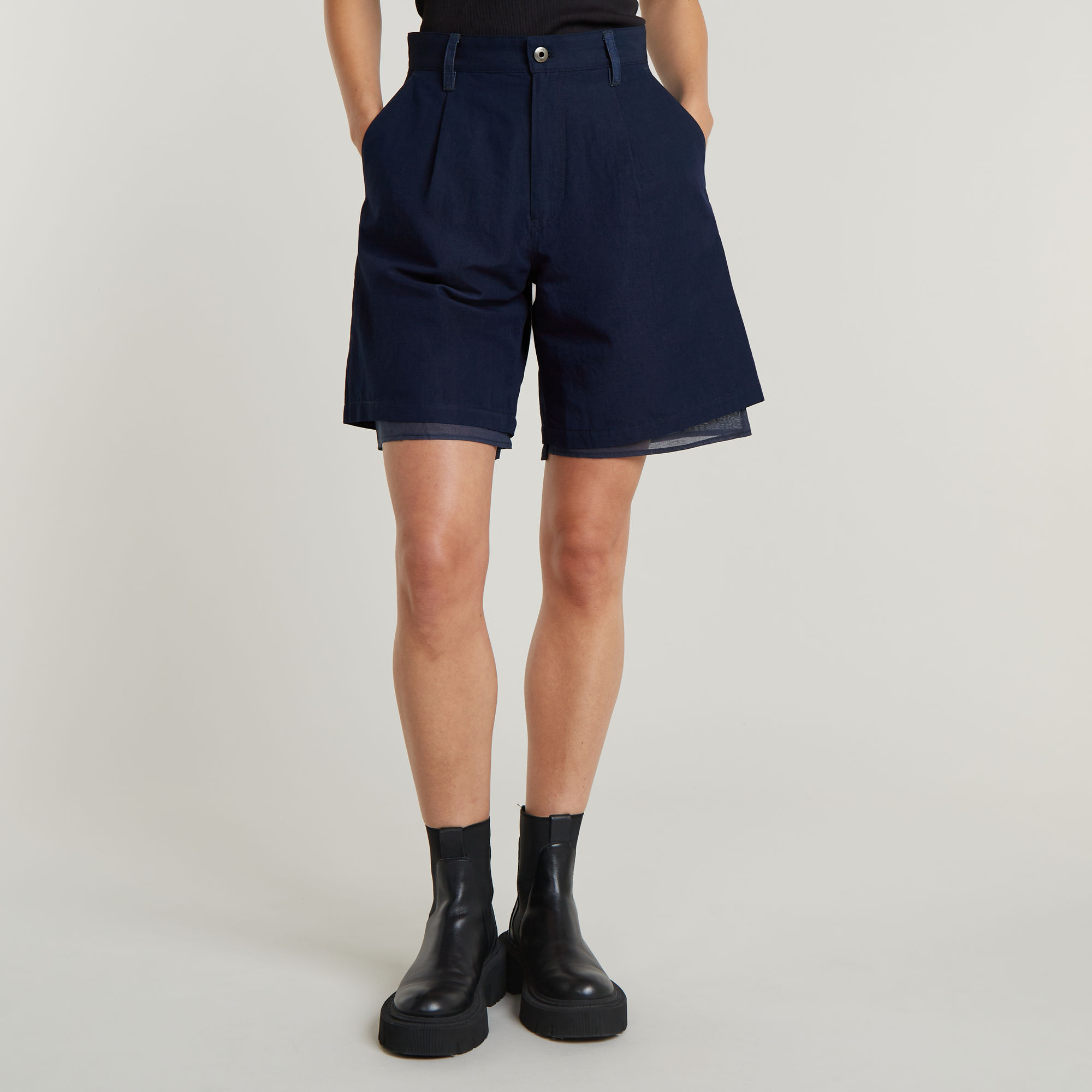 

GSRR Linen Barrel Shorts - Dark blue - Women