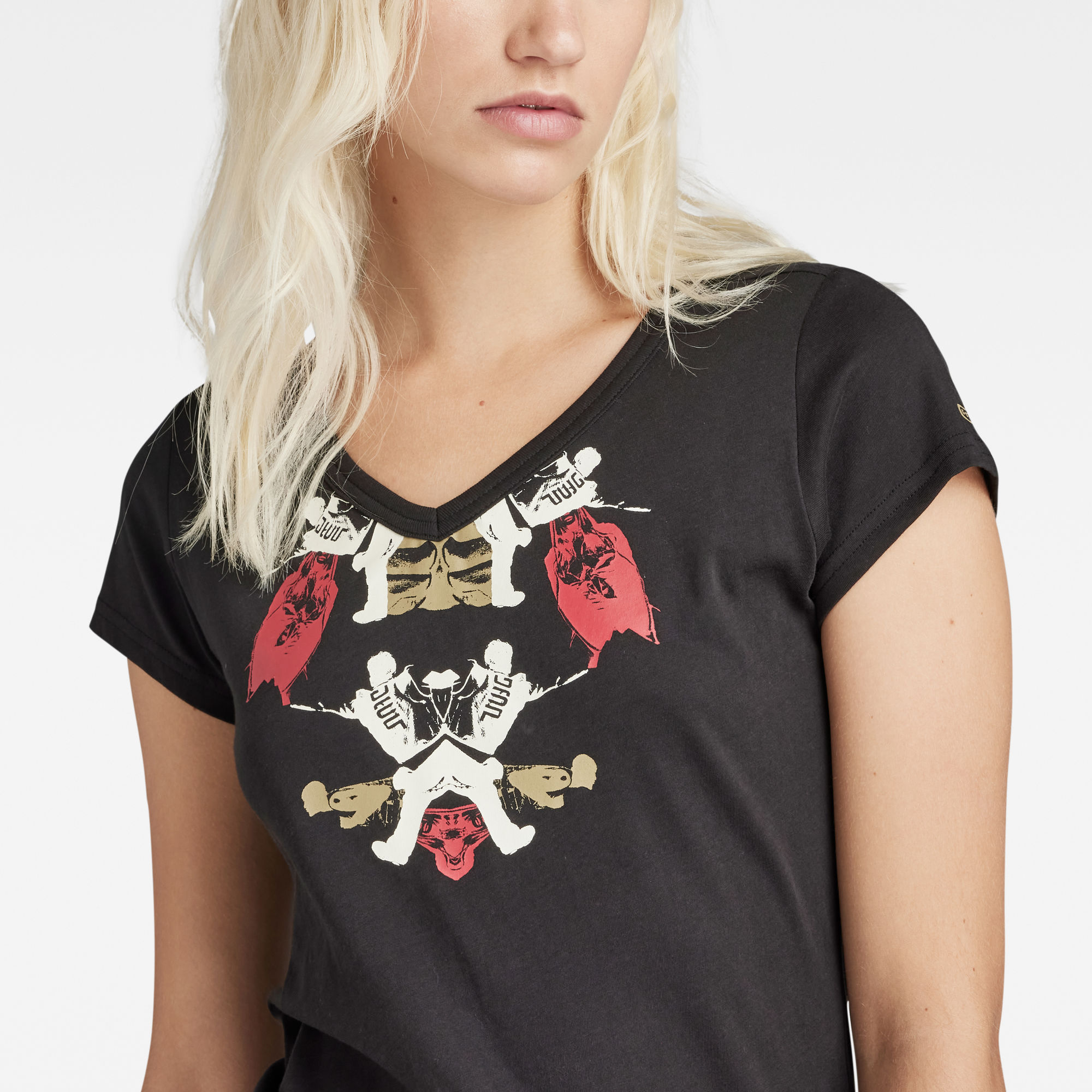 G-Star RAW Look Book Graphic Slim V-Hals Top Zwart Dames