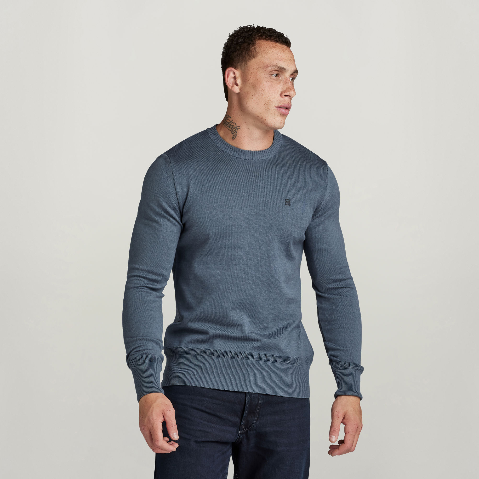

Core Knitted Pullover - Mittelblau - Herren
