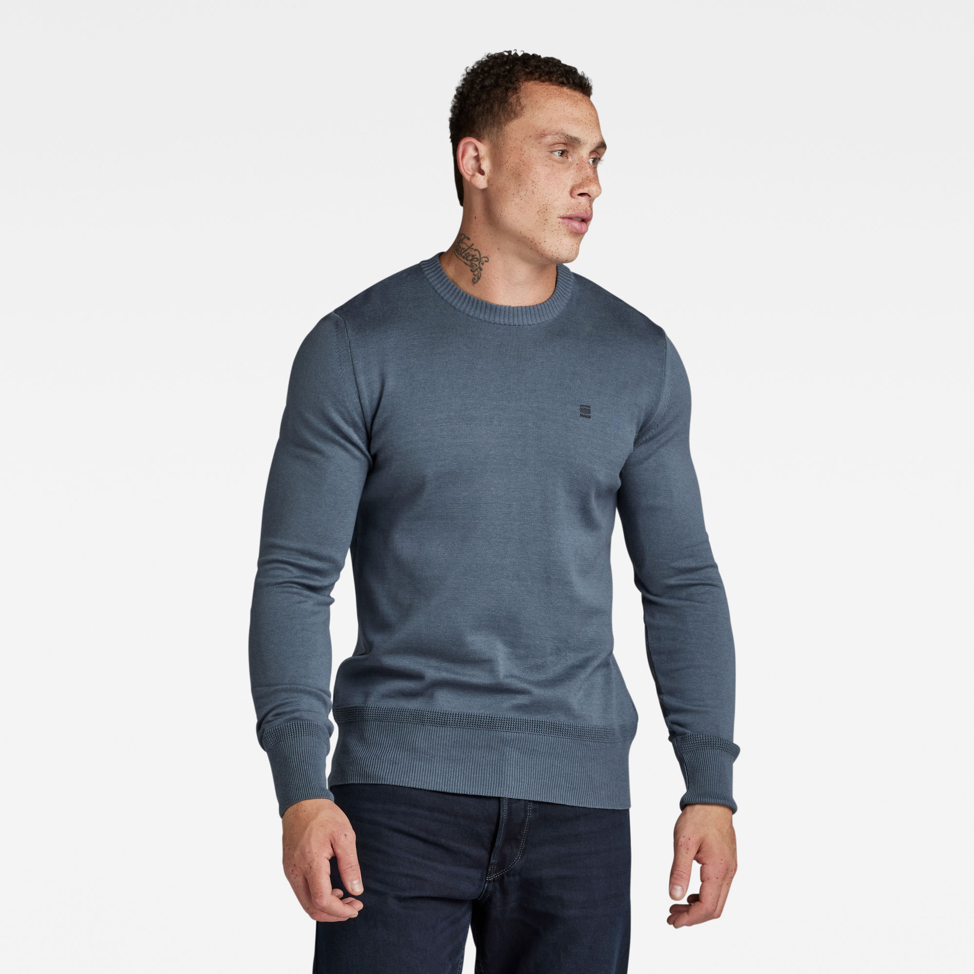 

Core Knitted Pullover - Mittelblau - Herren