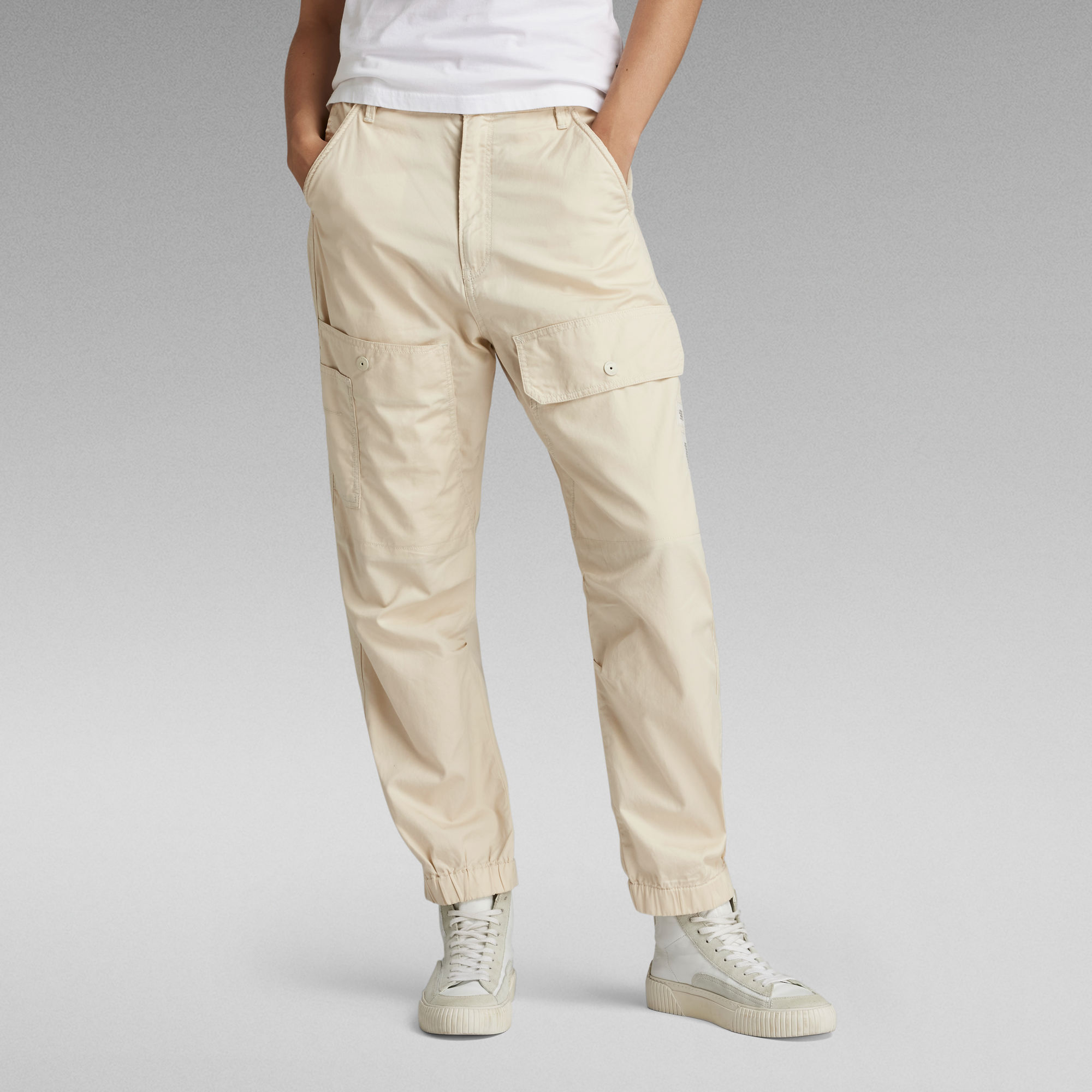 

Tapered Cargo Pants - Beige - Women