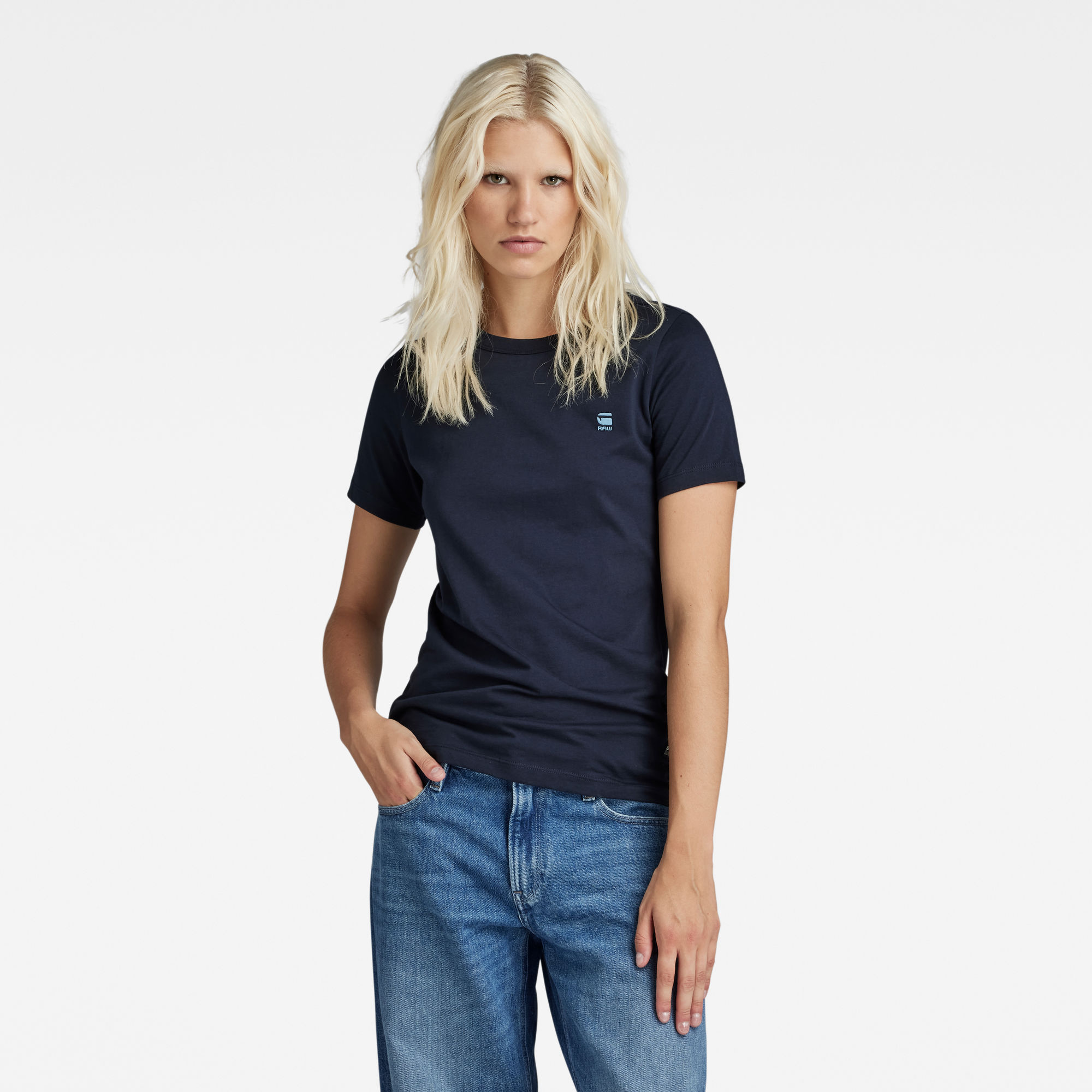 

Chest Logo Optic Slim Top - Dark blue - Women