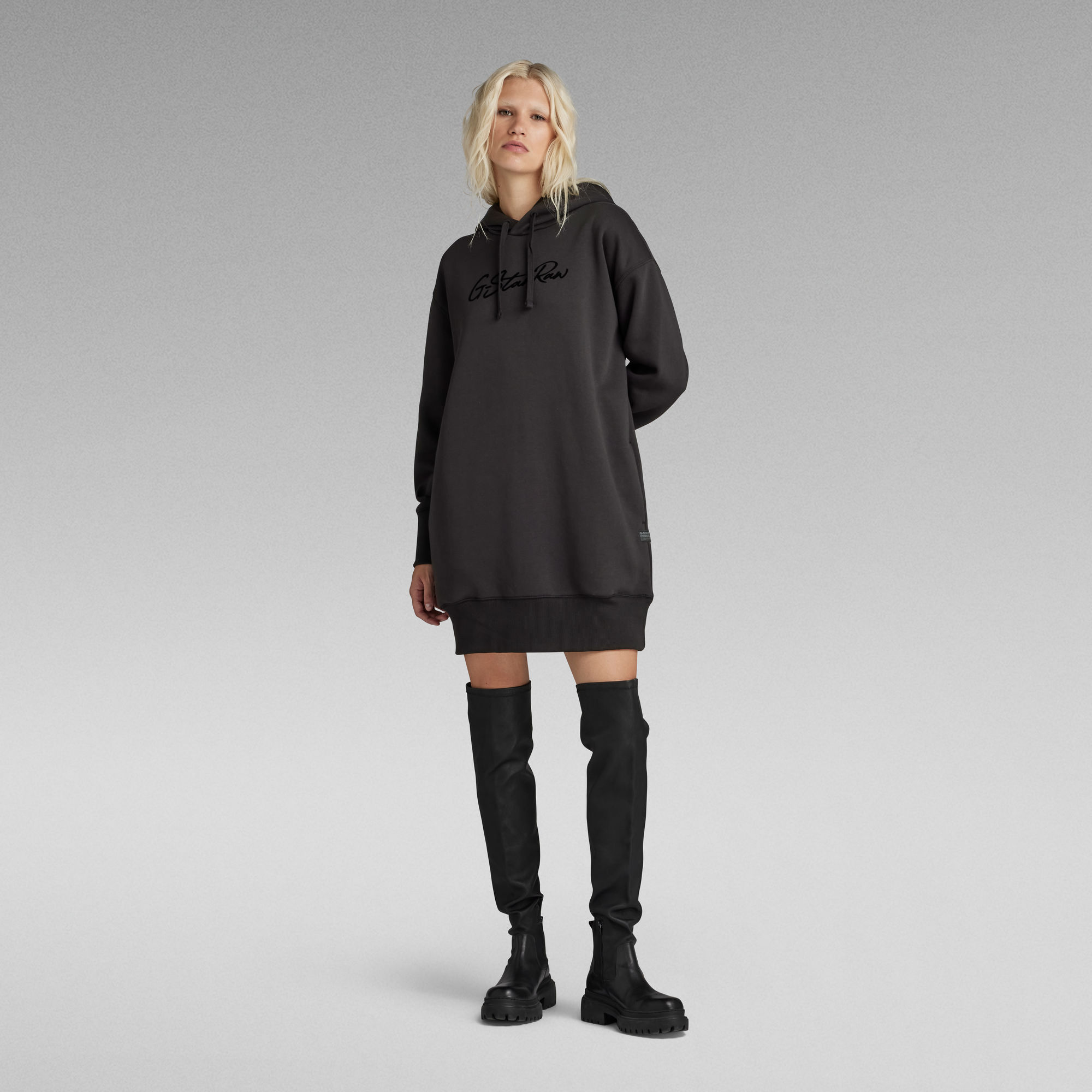 

Flock Hooded Sweat Dress - Black - Women