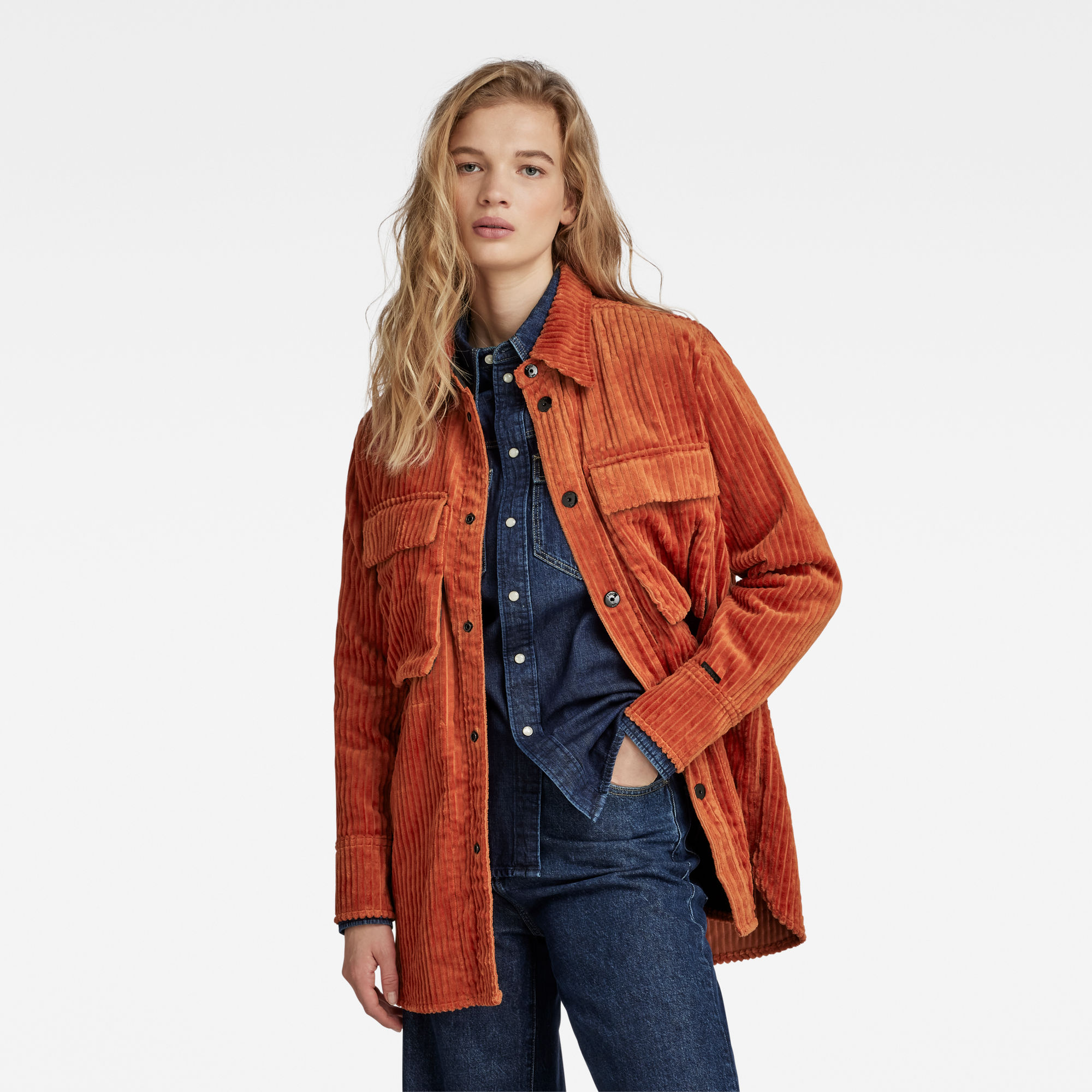 

Regular Boyfriend Overshirt - Orange - Damen