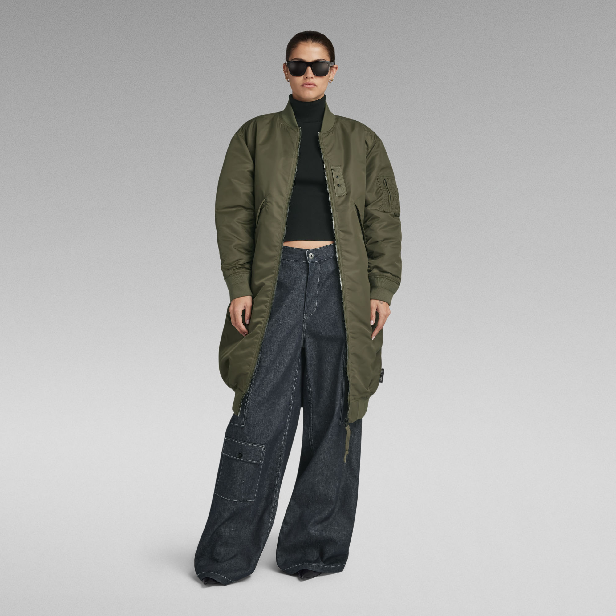 

Long Bomber Jacket - Green - Women