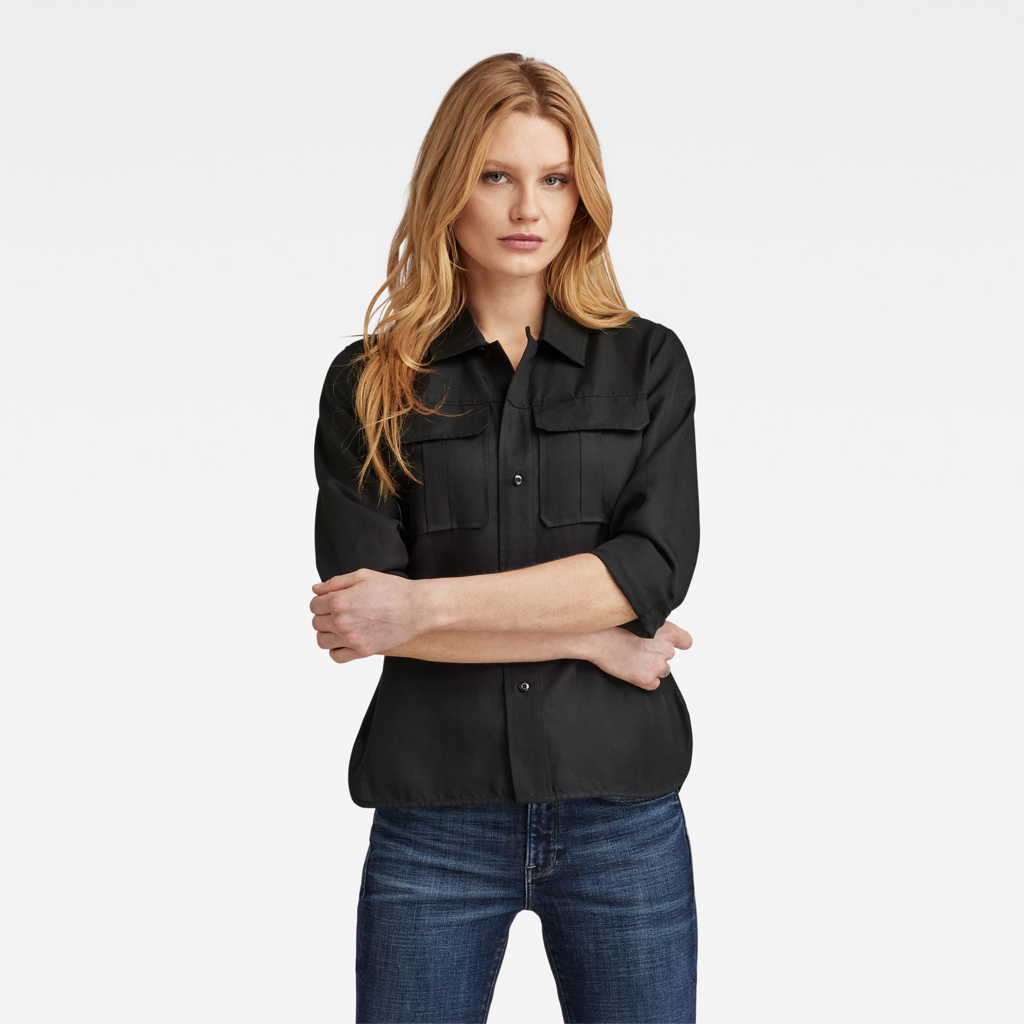 

Fitted Officer Shirt - Zwart - Dames