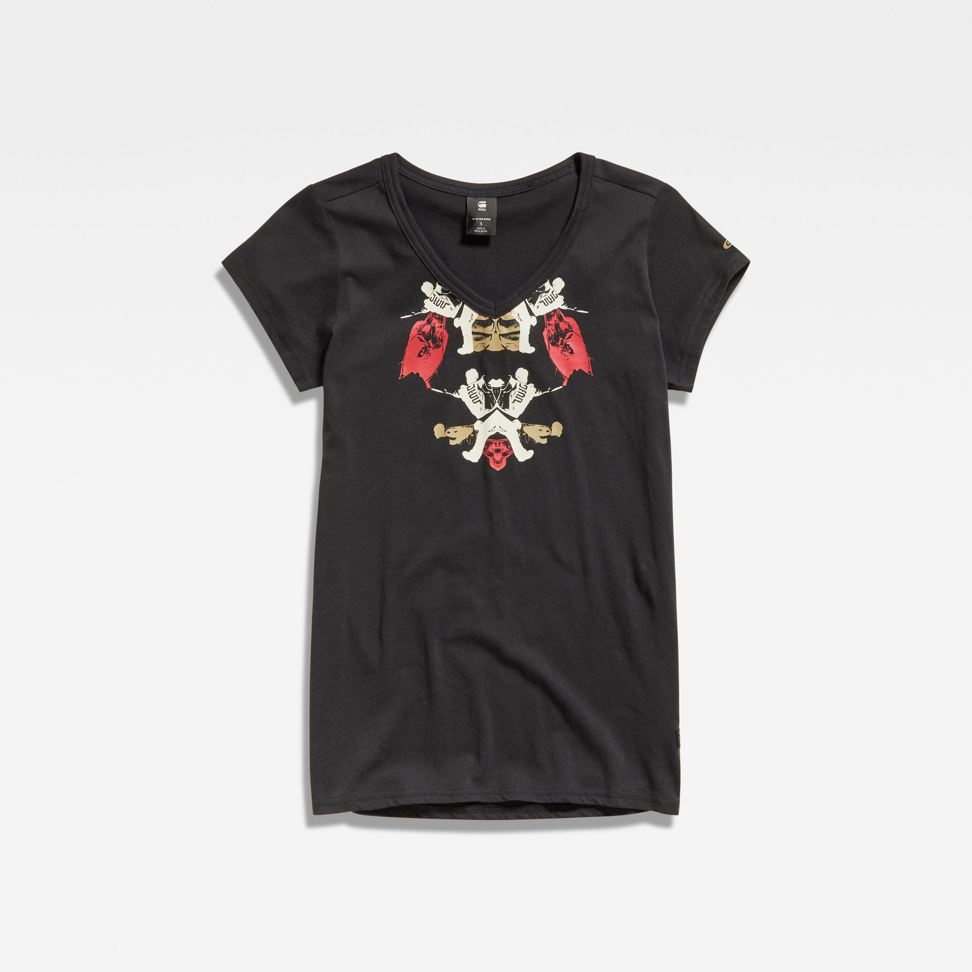 G-Star RAW Look Book Graphic Slim V-Hals Top Zwart Dames
