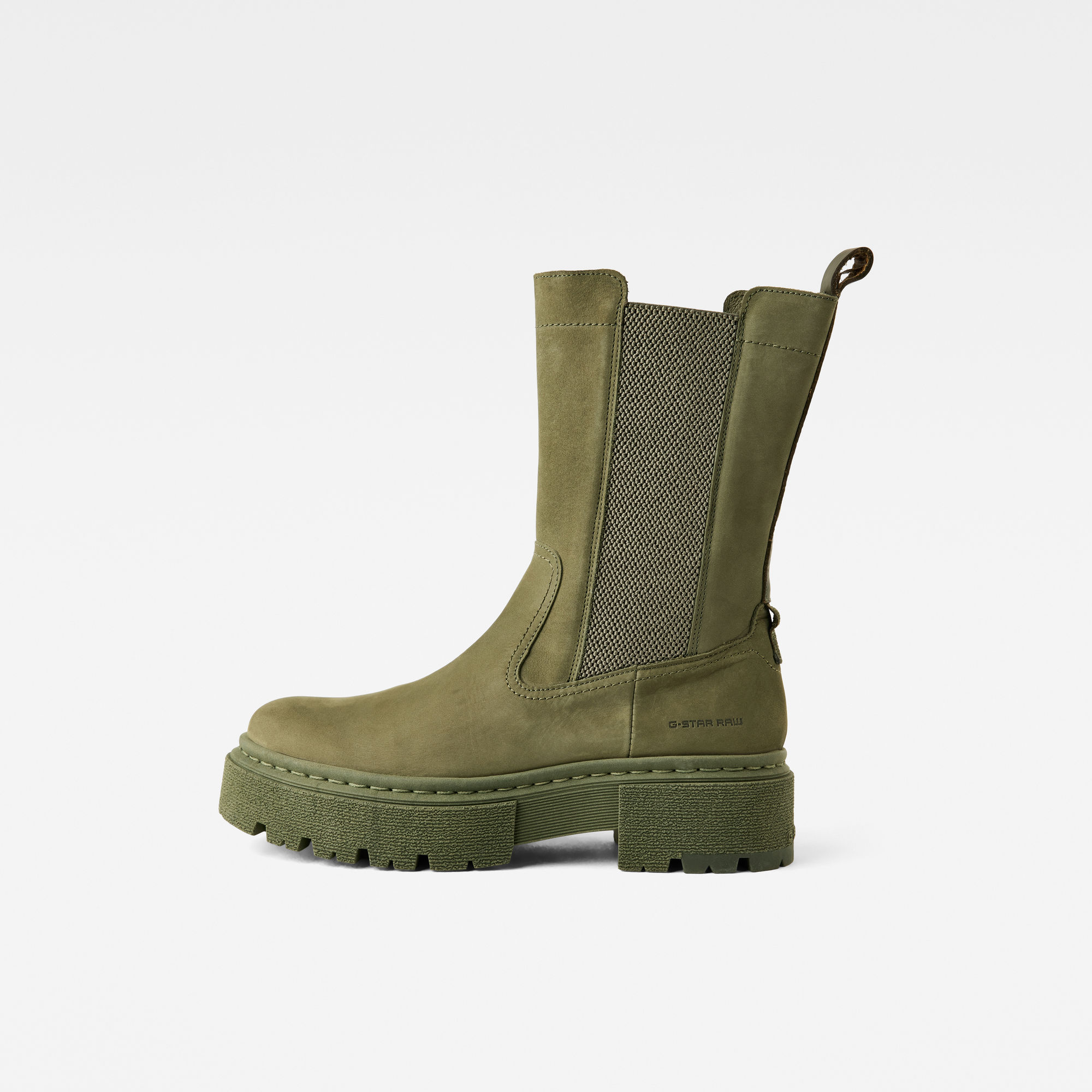 

Kafey Platform High Chelsea Nubuck Boots - Green - Women