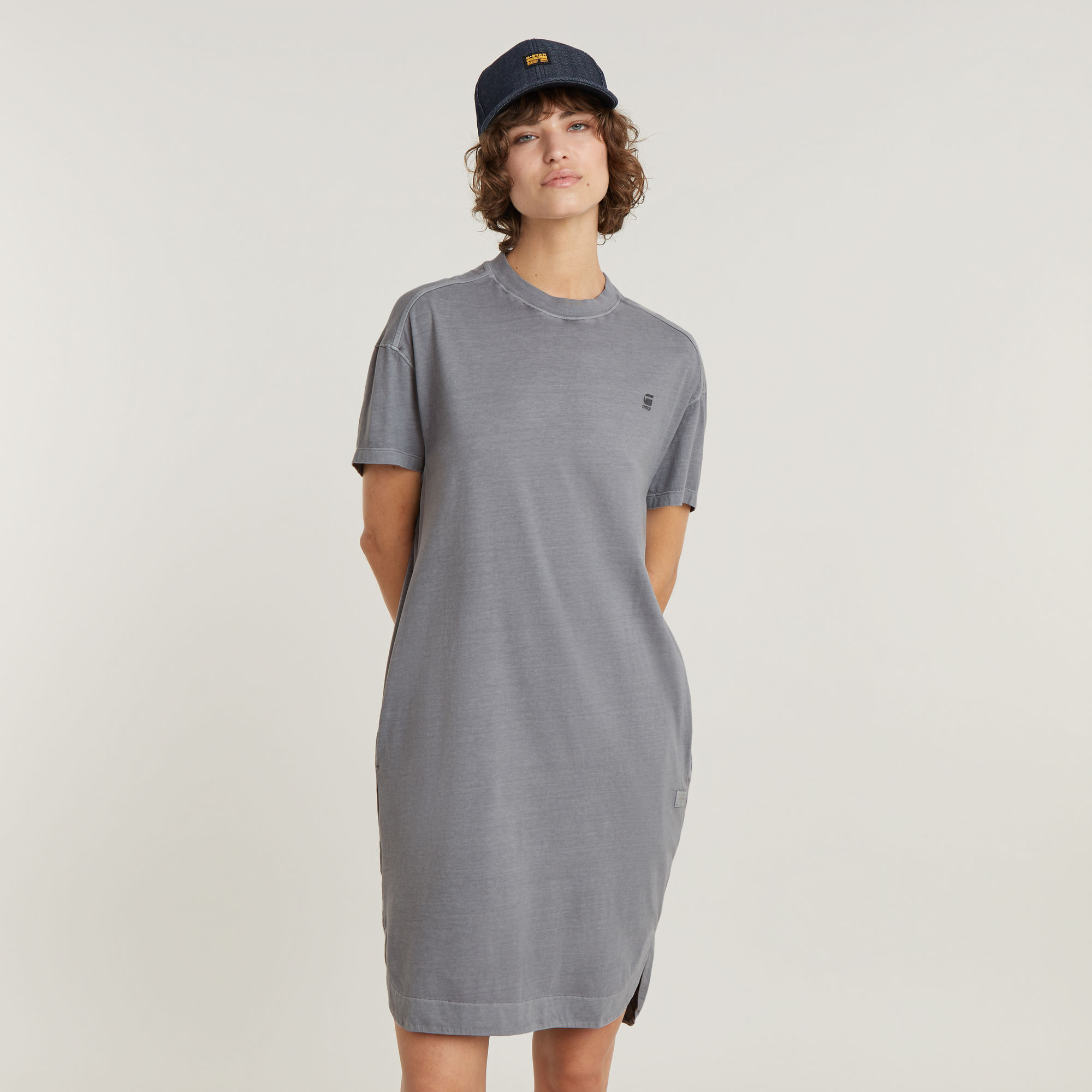 

Overdyed Loose T-Shirt Dress - Grey - Women