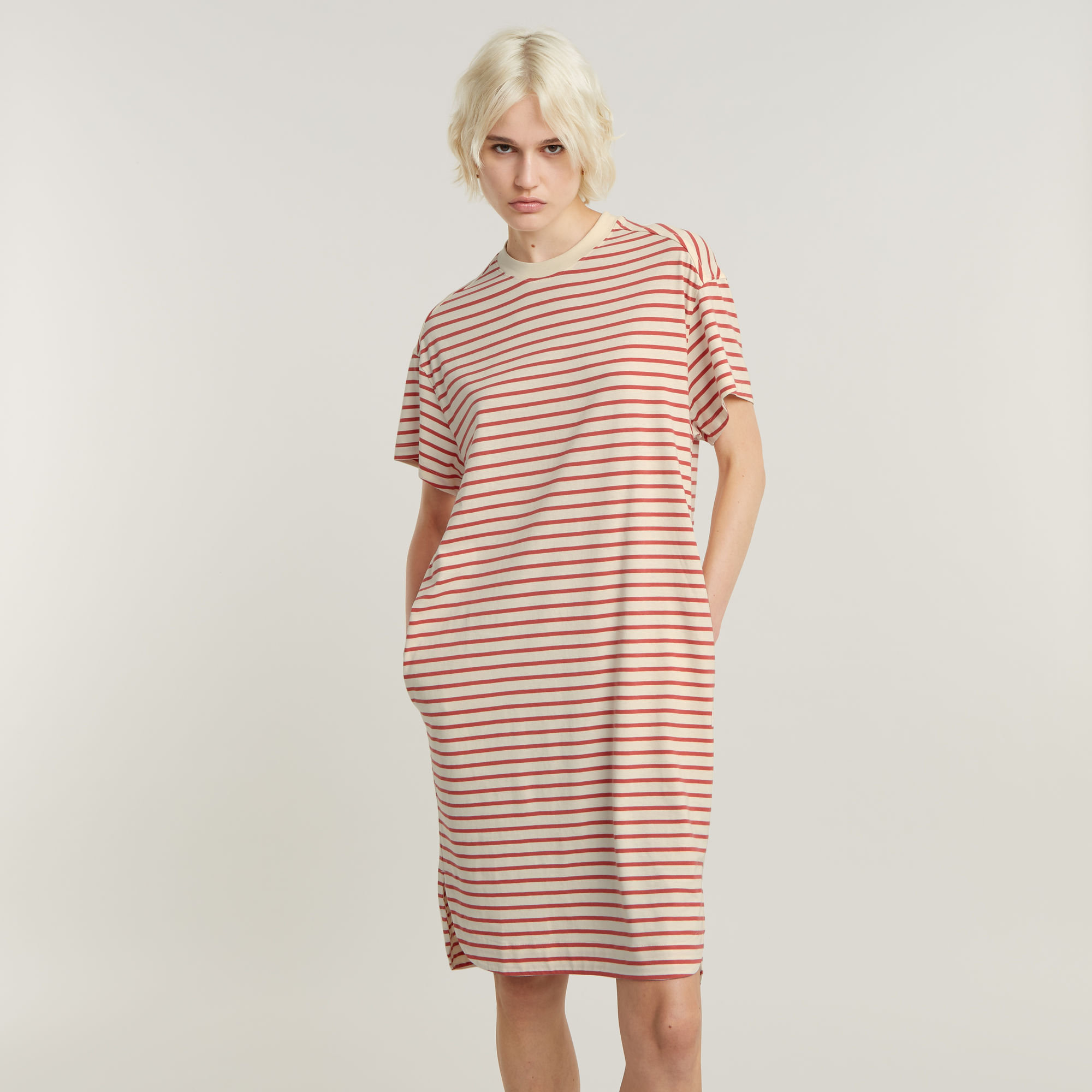 Striped Loose T-Shirt Kleid - Mehrfarbig - Damen