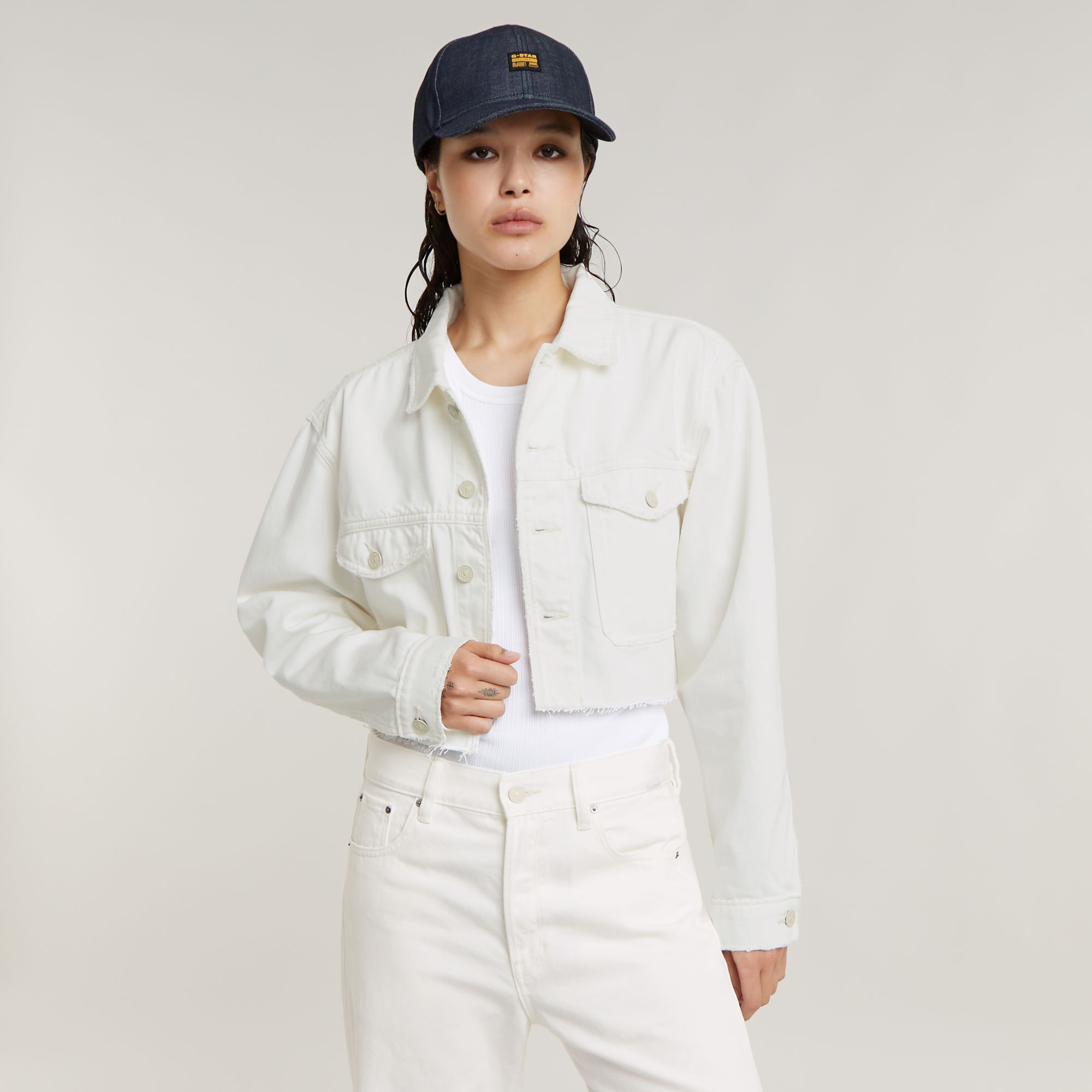 G-Star RAW Cropped Wander Jack Destroyed Beige Dames