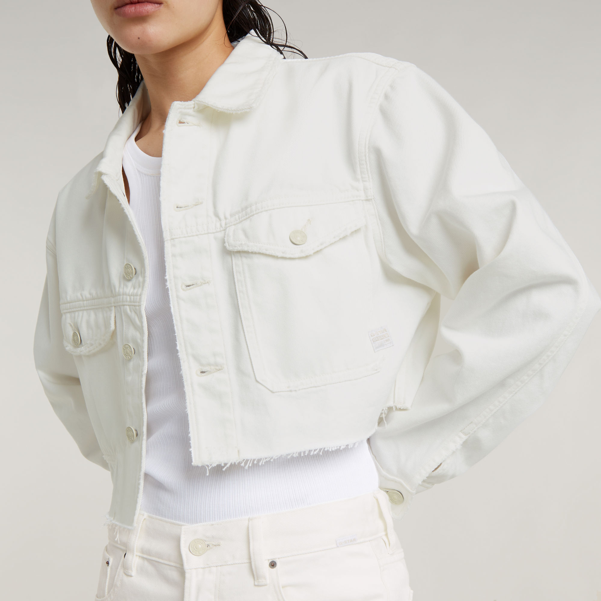 G-Star RAW Cropped Wander Jack Destroyed Beige Dames