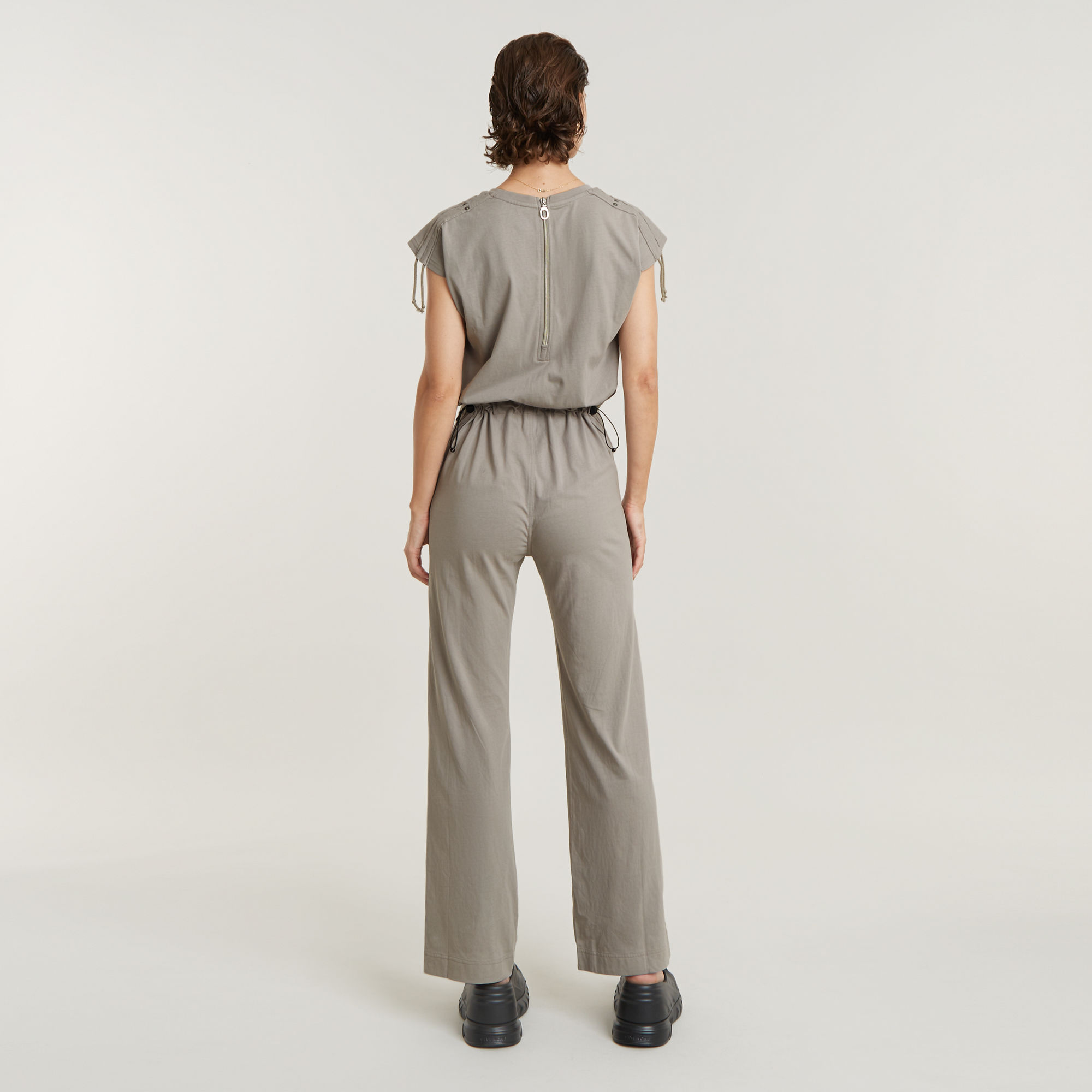 G-Star RAW Riveted Flared Jumpsuit Beige Dames