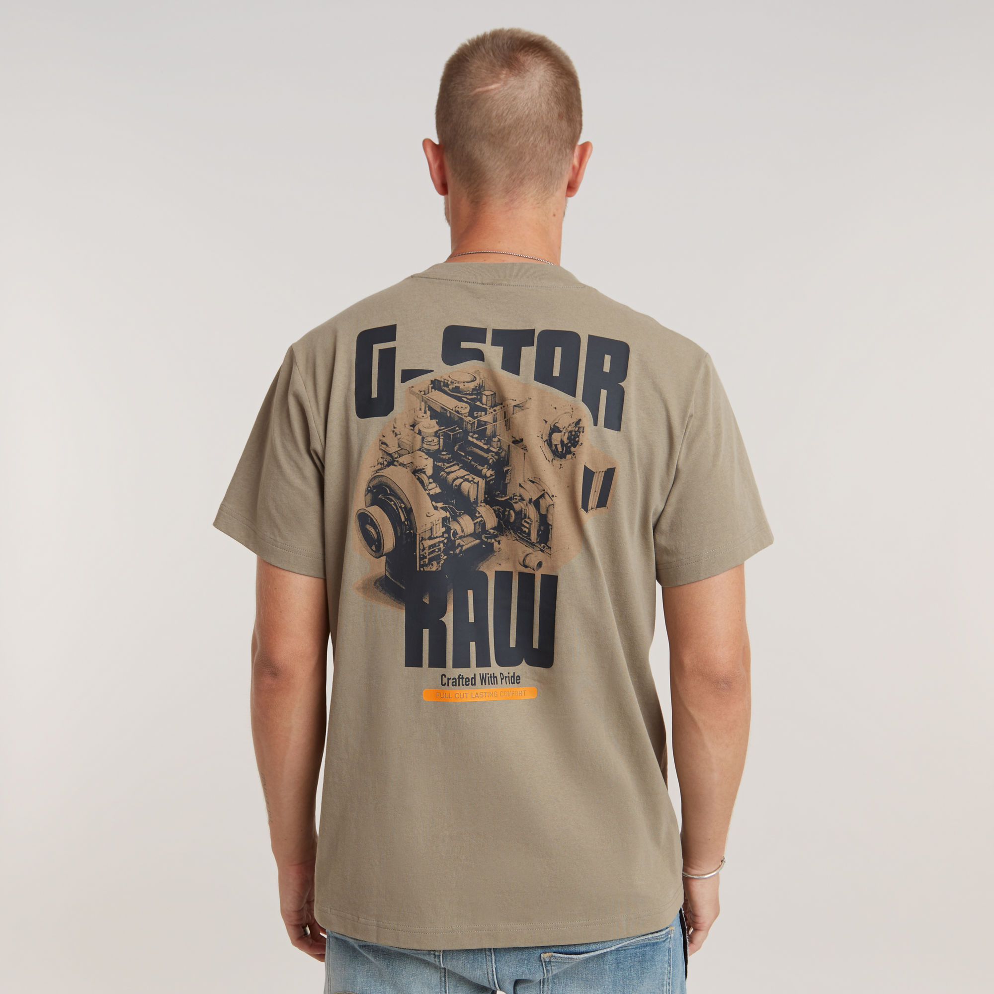 G-Star RAW Engine Back Graphic Loose T-Shirt Groen Heren
