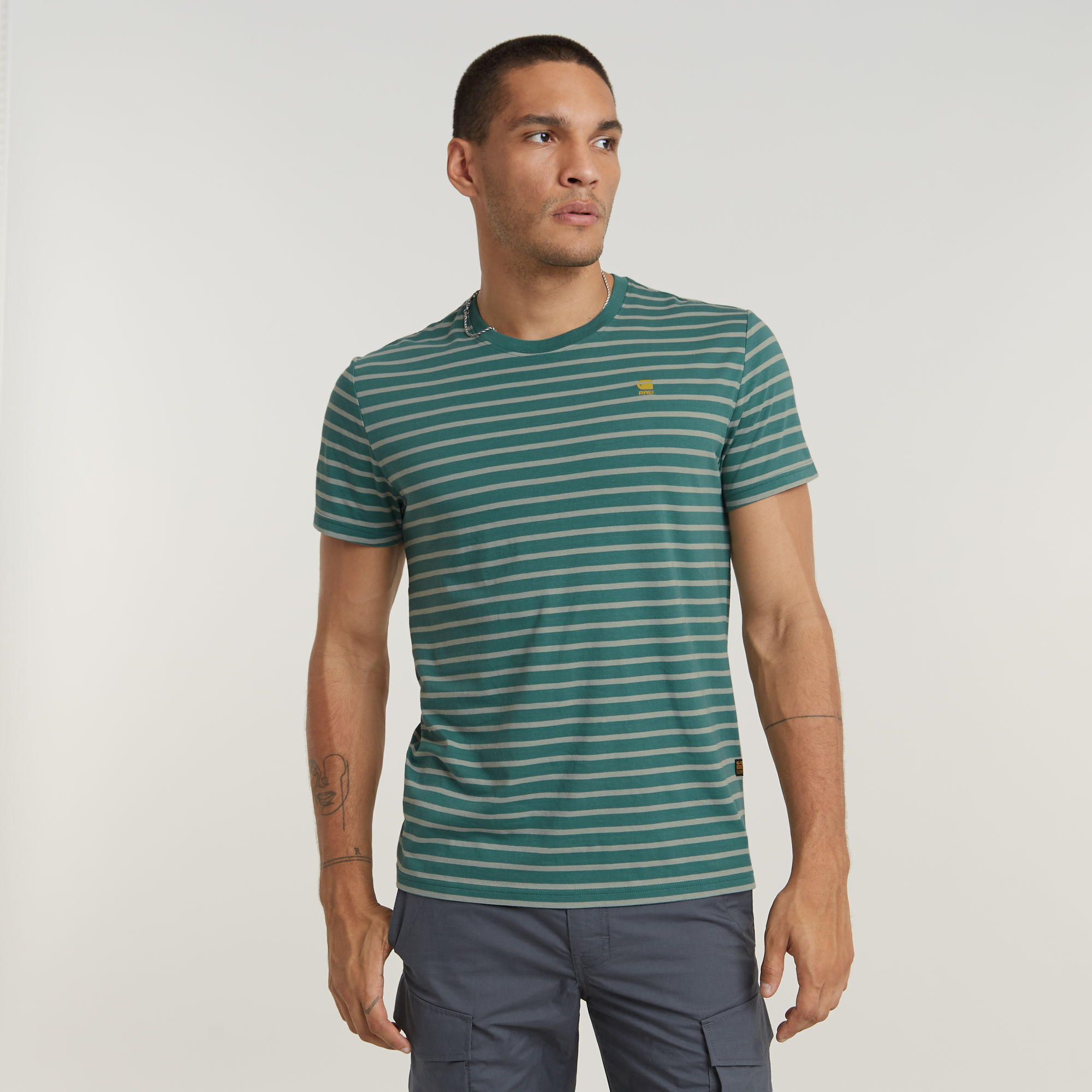 G-Star RAW gestreept slim fit T-shirt Stripe groen