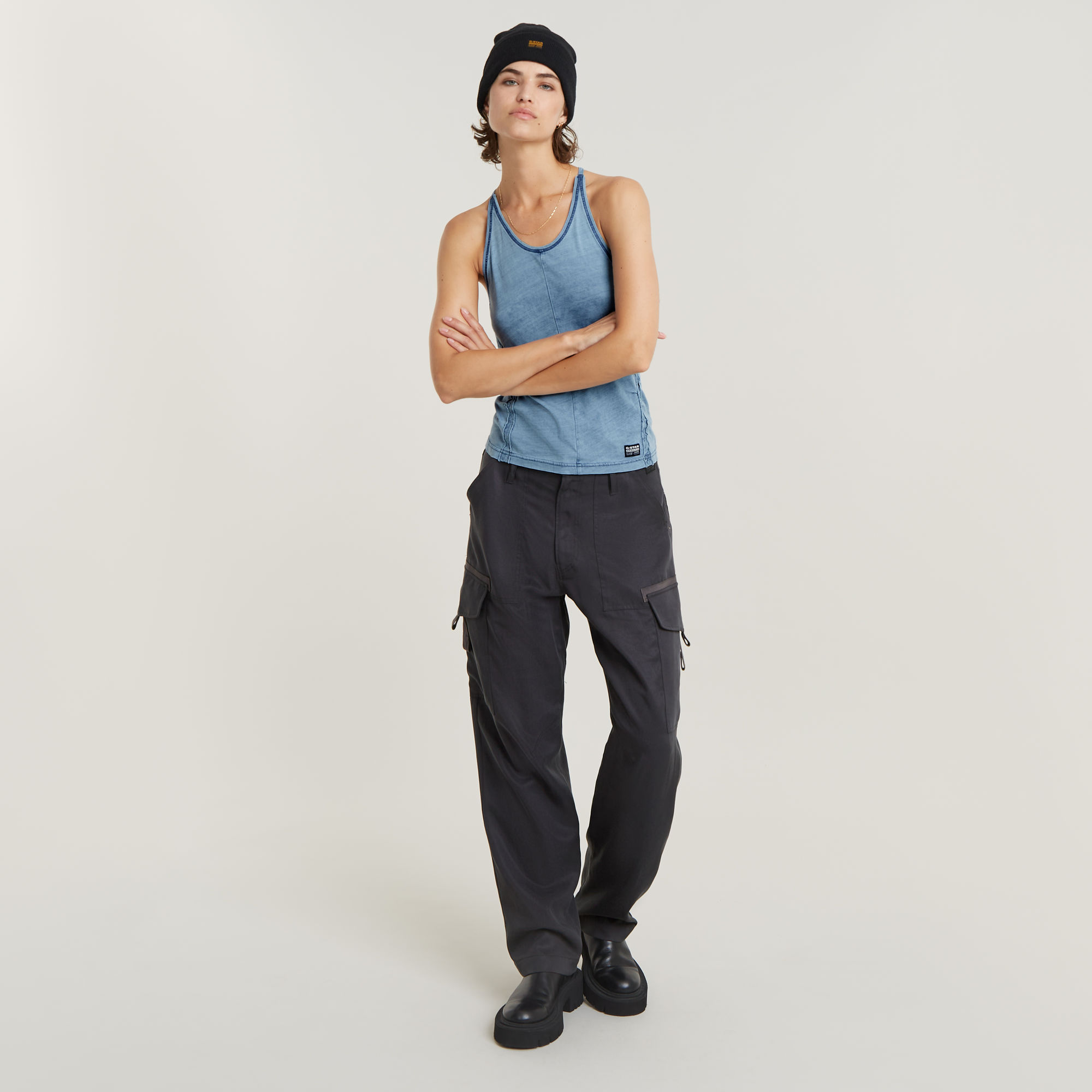 G-Star RAW Gathered Indigo Slim Tanktop Lichtblauw Dames