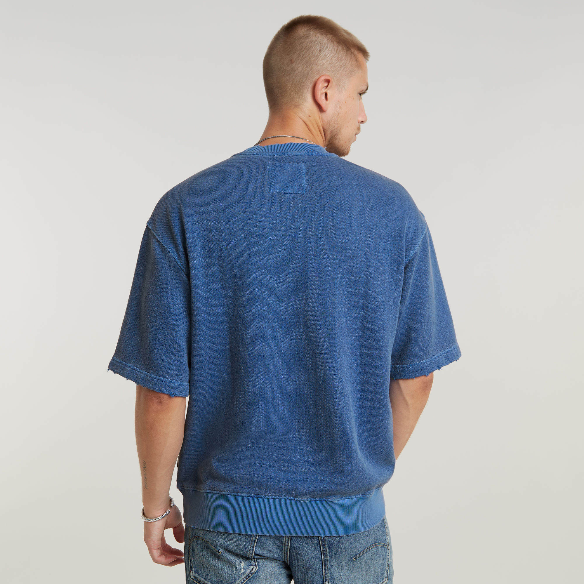 G-Star RAW Overdyed Loose Sweater Midden blauw Heren