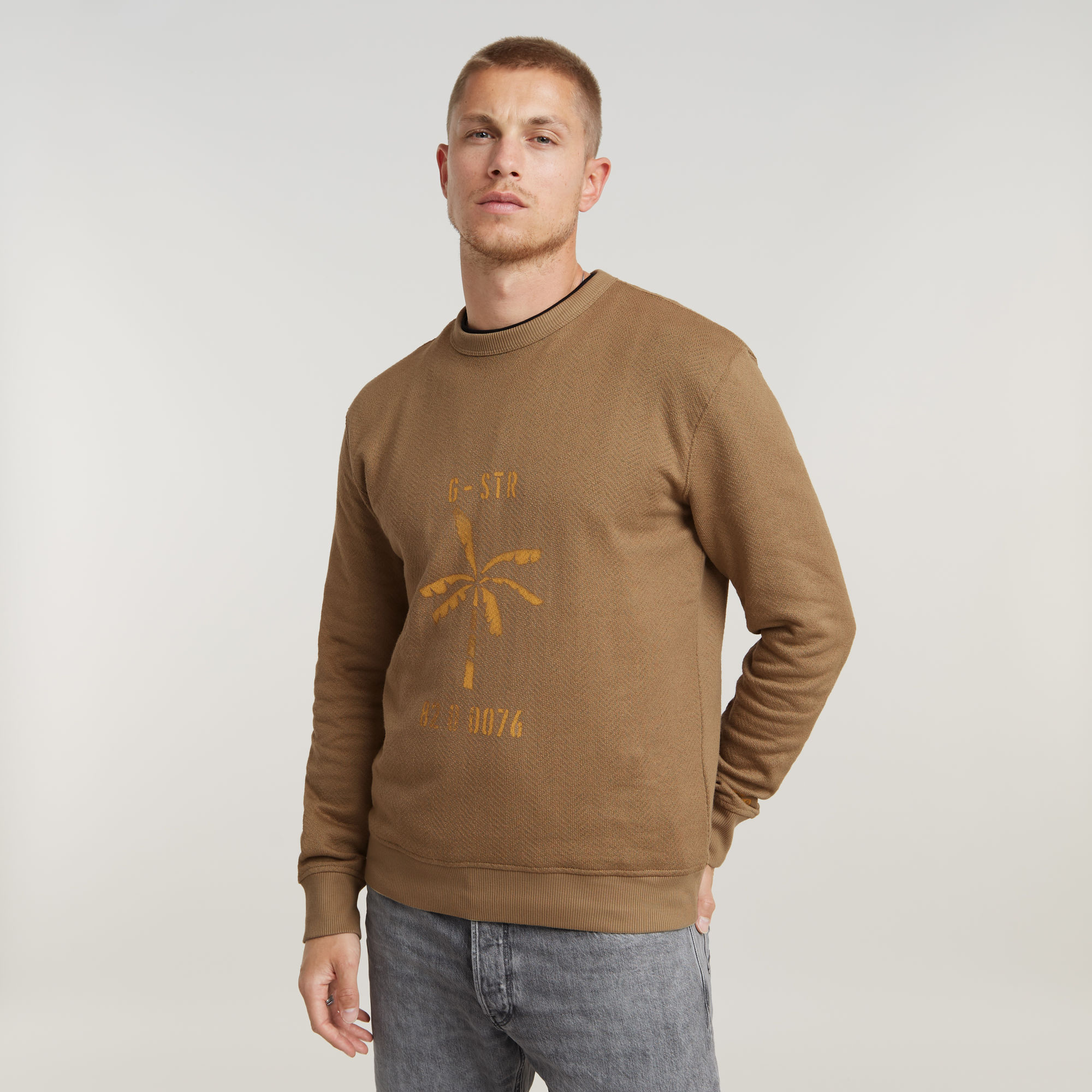 G-Star RAW Musa Palm Stencil Sweater Beige Heren