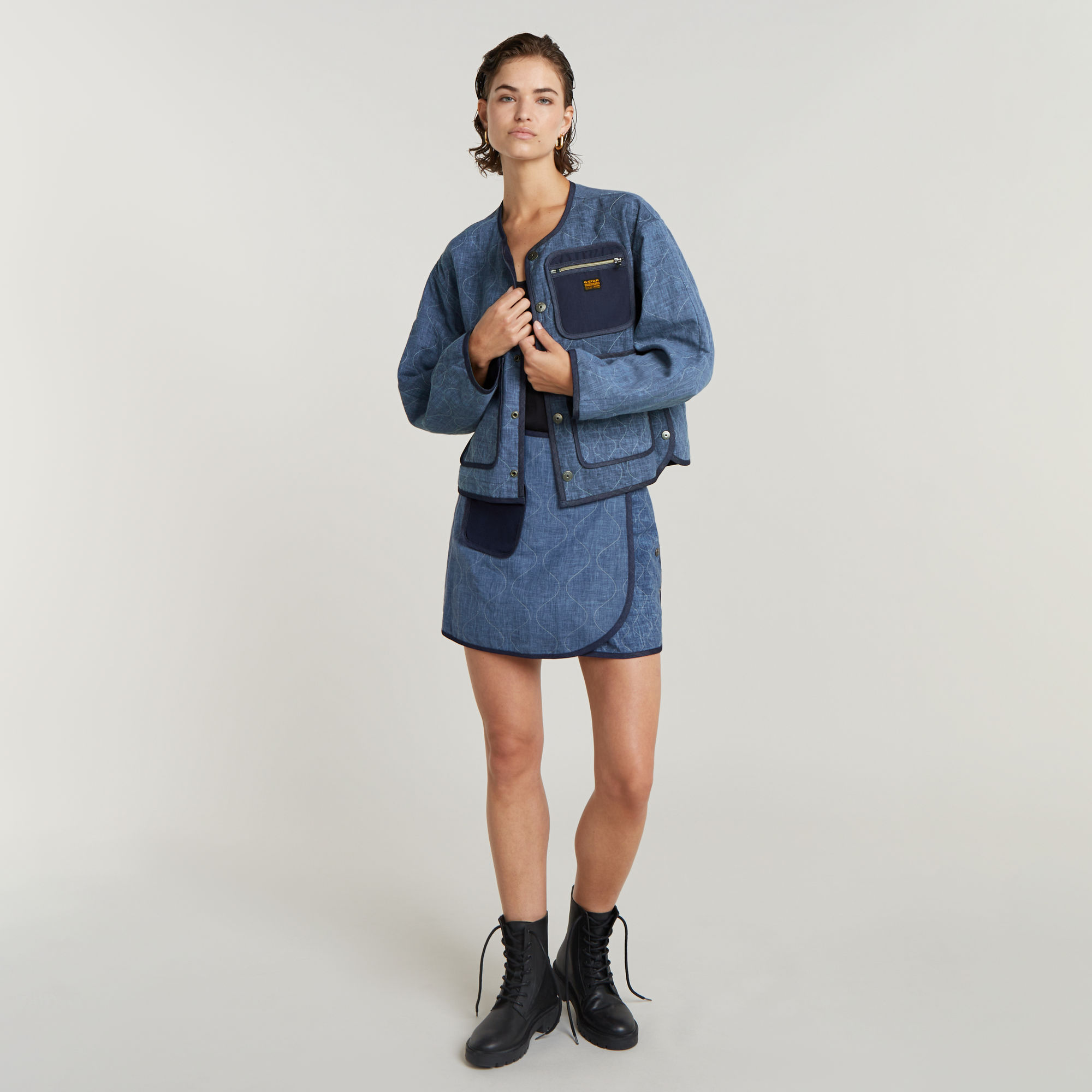G-Star RAW GSRR Quilted Rok Donkerblauw Dames