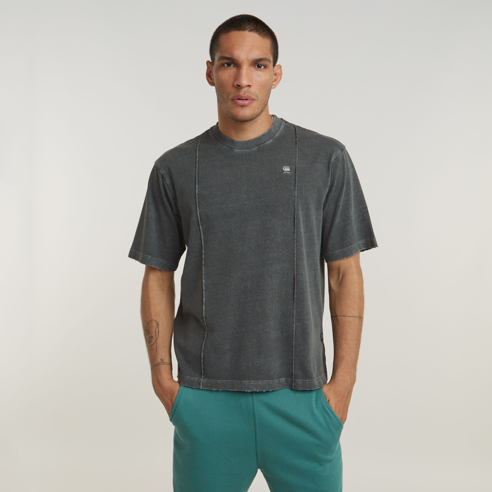 G-Star RAW Overdyed Destroyed Boxy T-Shirt Grijs Heren