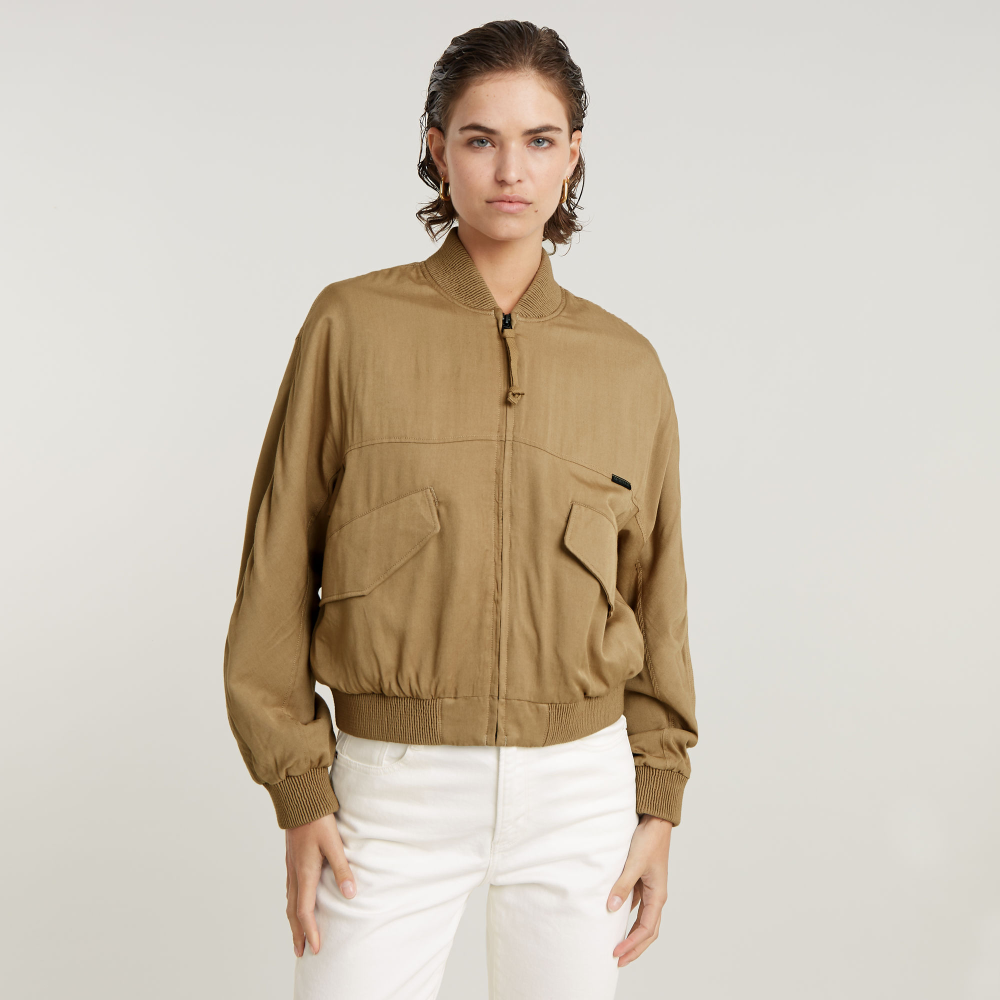 

Everyday Bomber Overshirt - Beige - Women