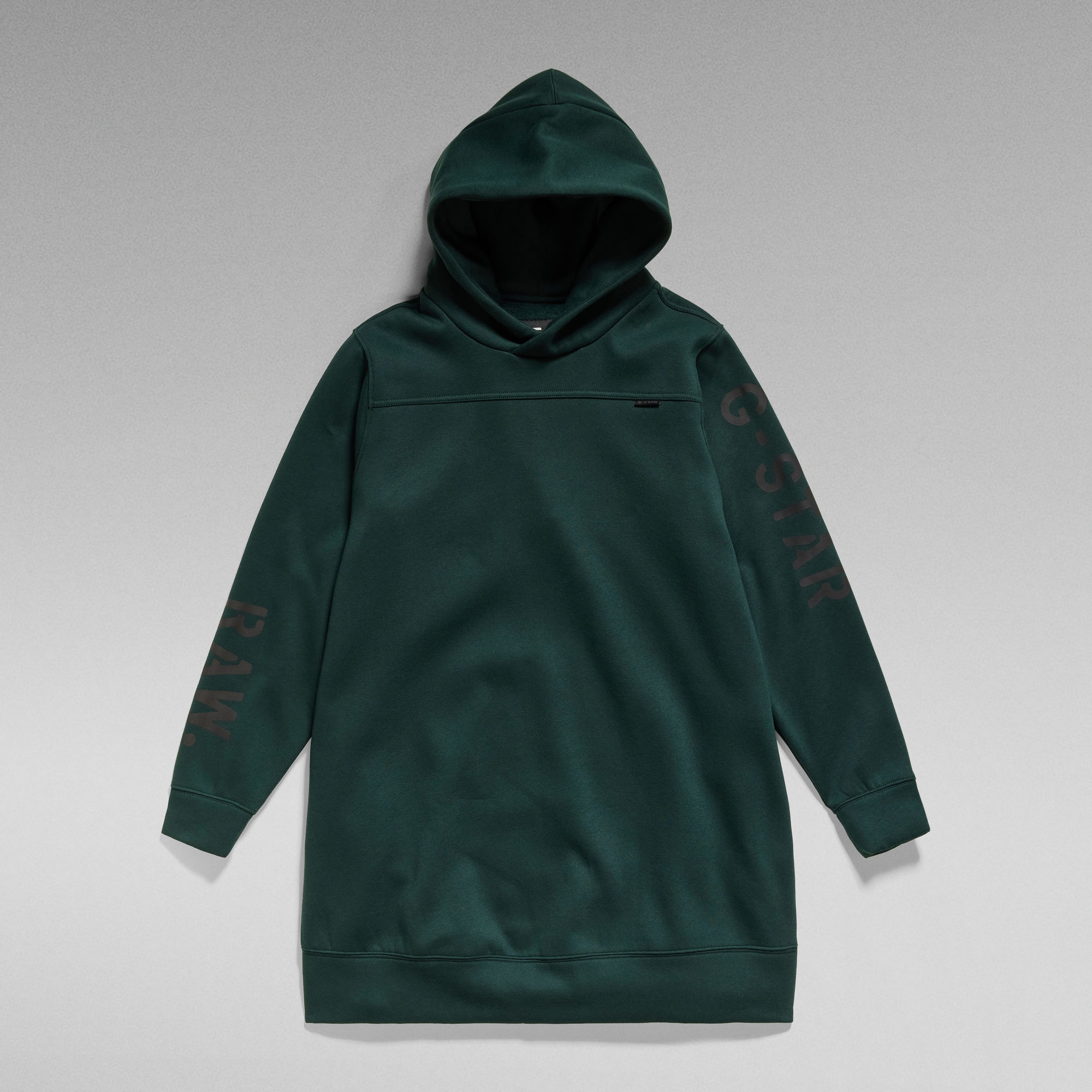 

Graphic Loose Hooded Sweat Dress - Green - Women