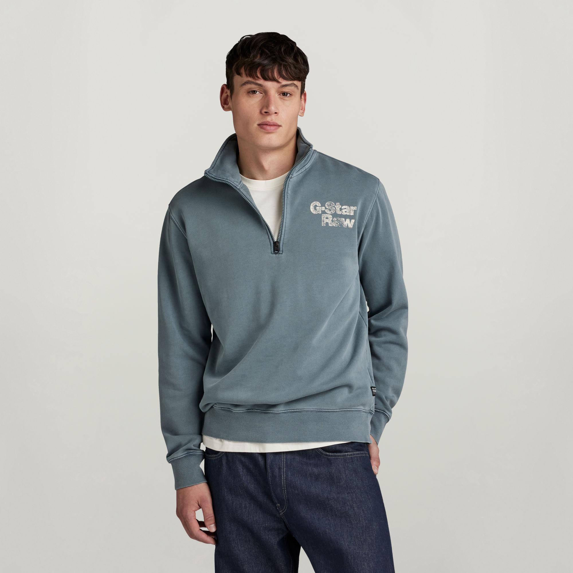 

Painted Garment Dyed Graphic Skipper Sweater - Grijs - Heren