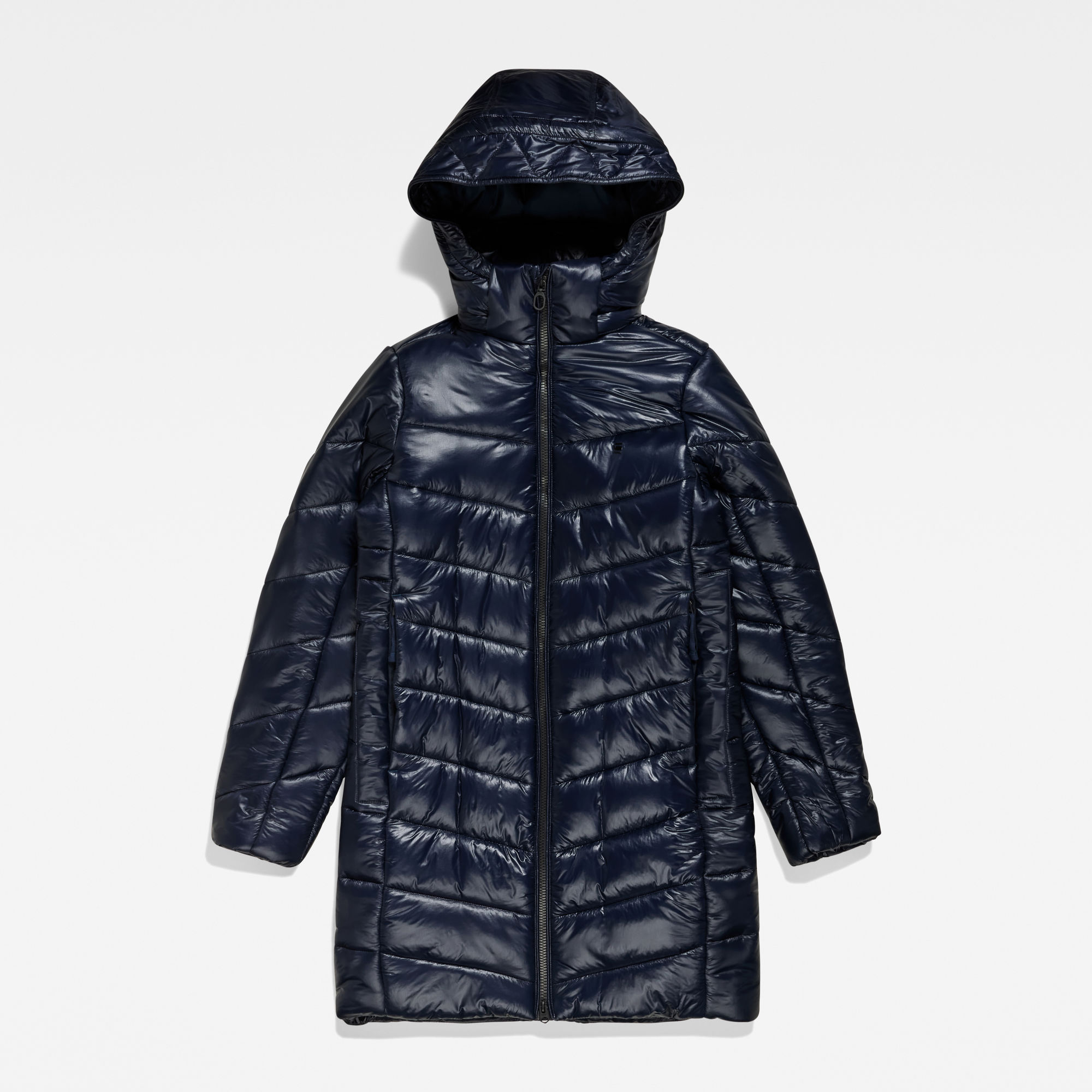 G-Star RAW Lange Jas Met Capuchon Slim Donkerblauw Dames