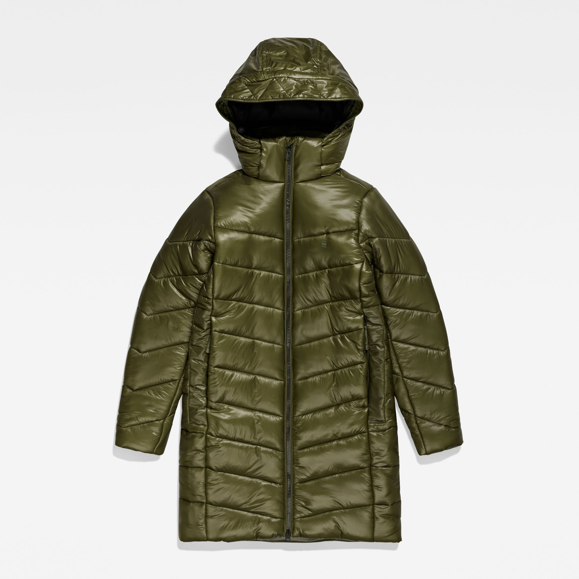 G-Star RAW Lange Jas Met Capuchon Slim Groen Dames