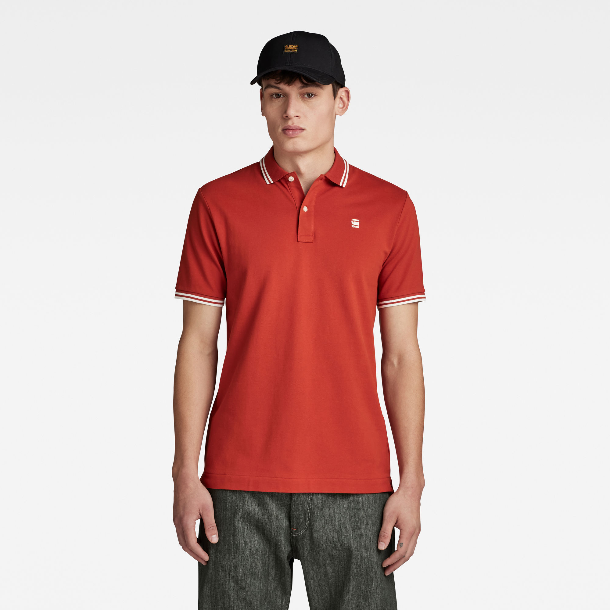 

Dunda Slim Stripe Polo - Oranje - Heren