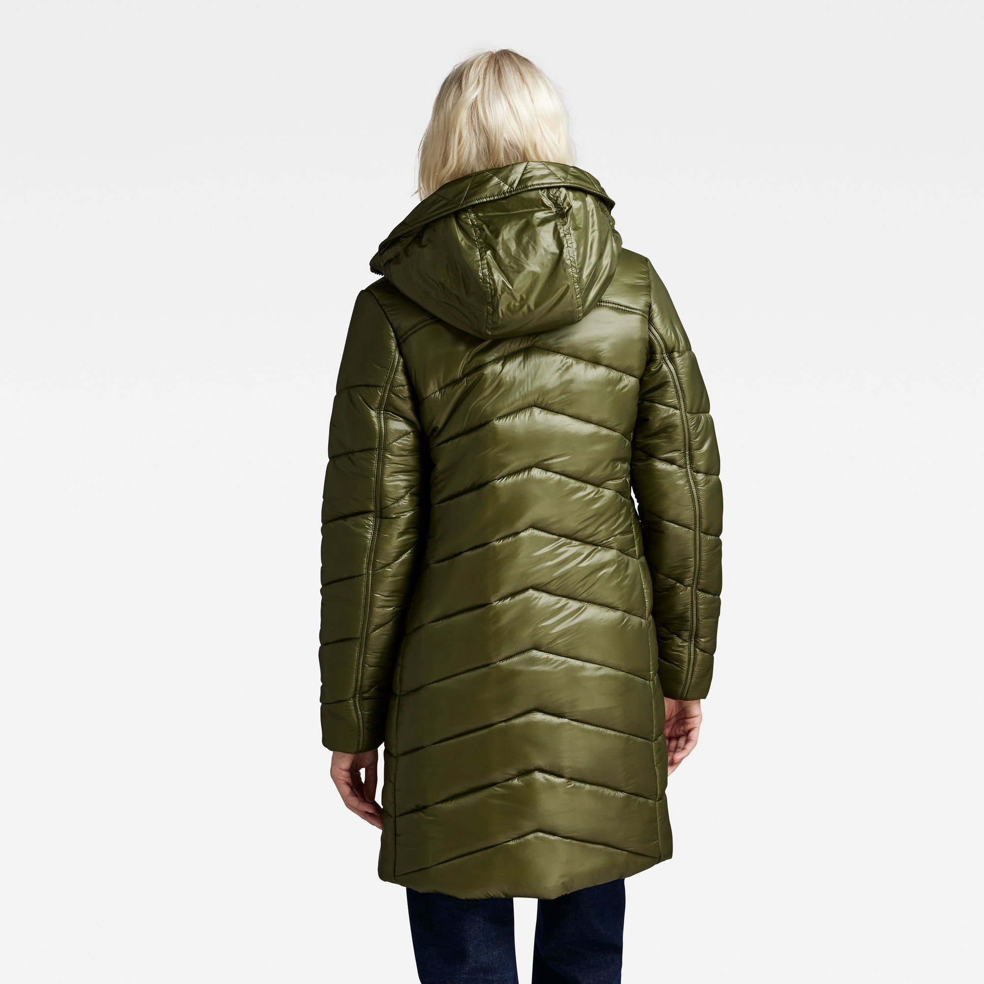G-Star RAW Lange Jas Met Capuchon Slim Groen Dames