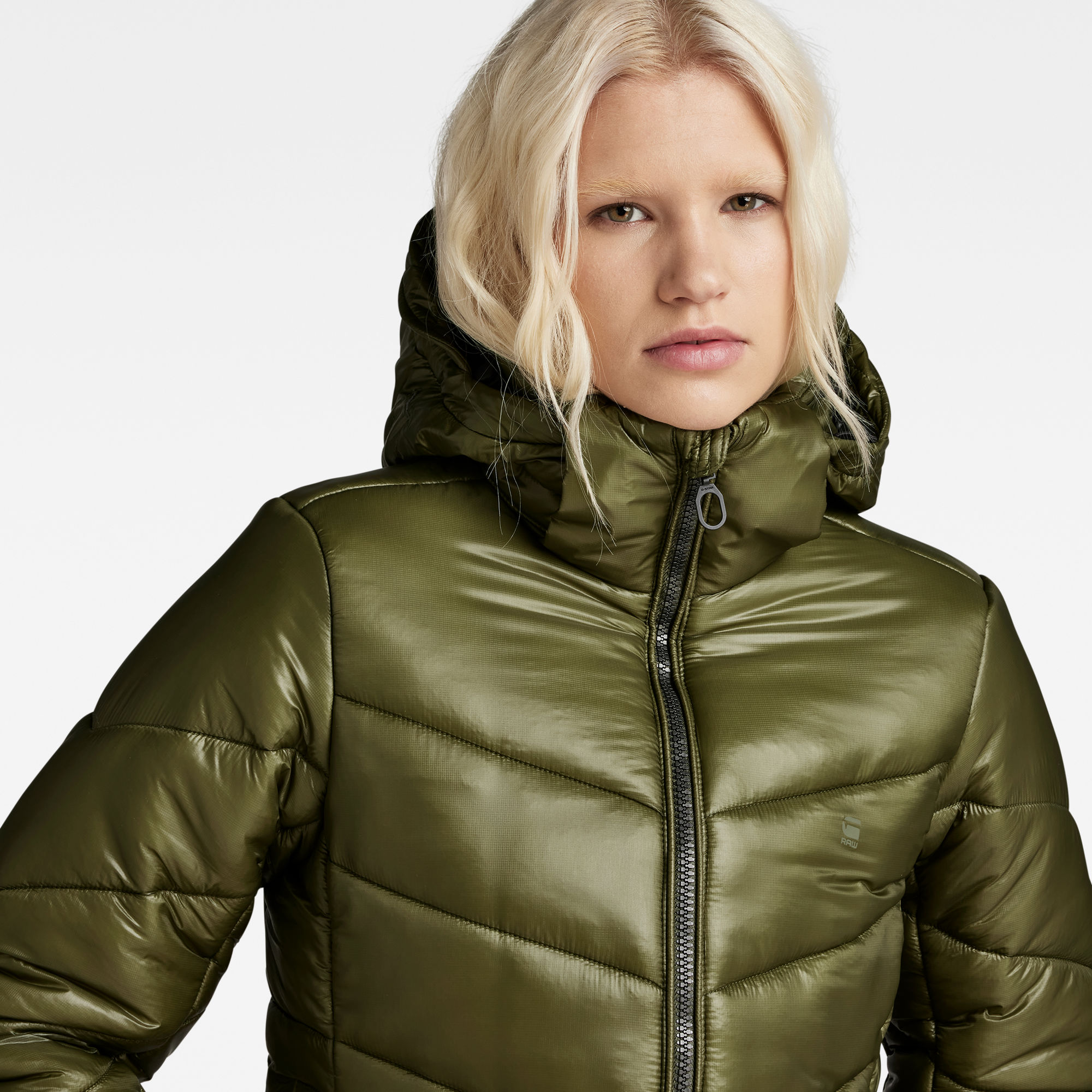 G-Star RAW Lange Jas Met Capuchon Slim Groen Dames