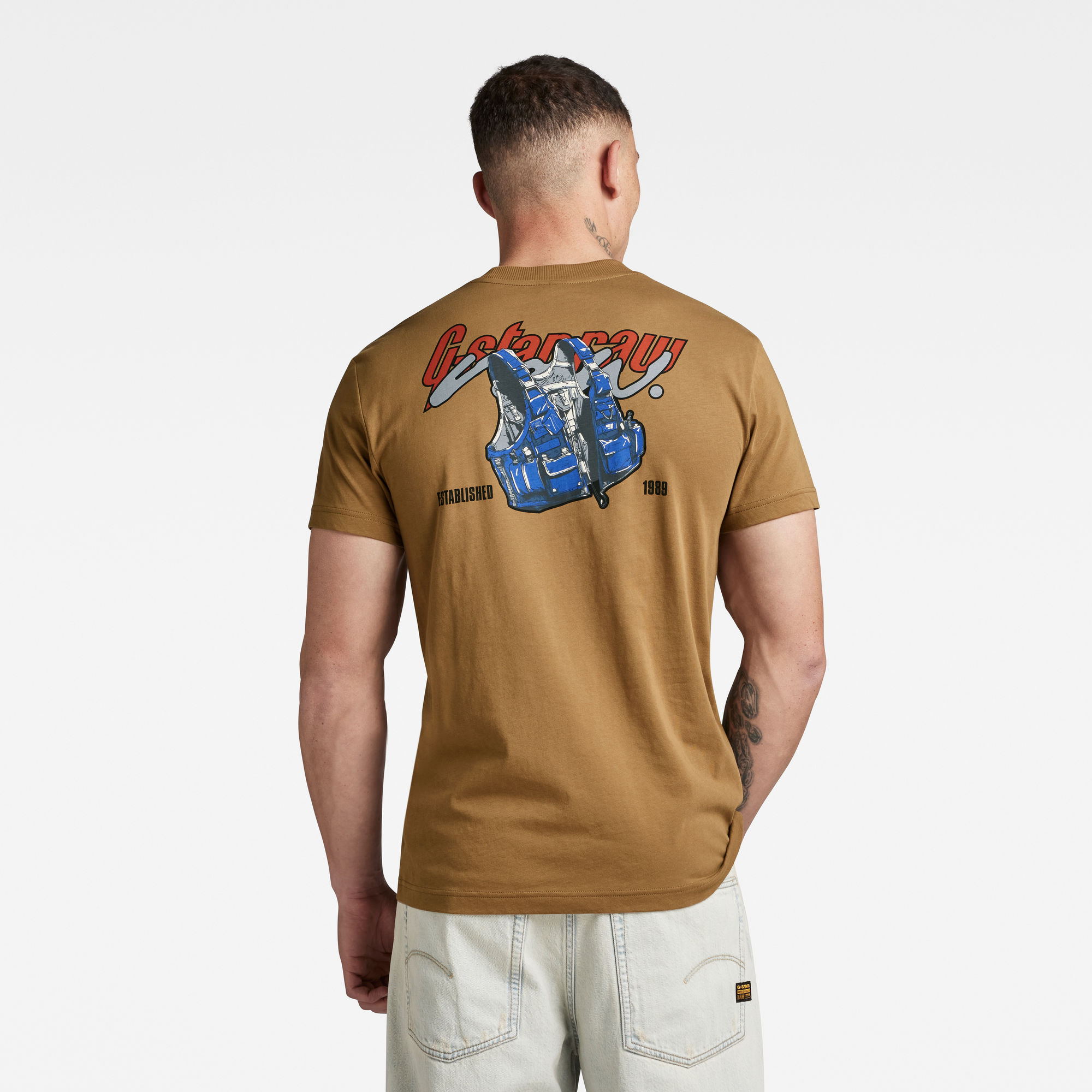 G-Star RAW Vest Back Graphic T-Shirt Bruin Heren