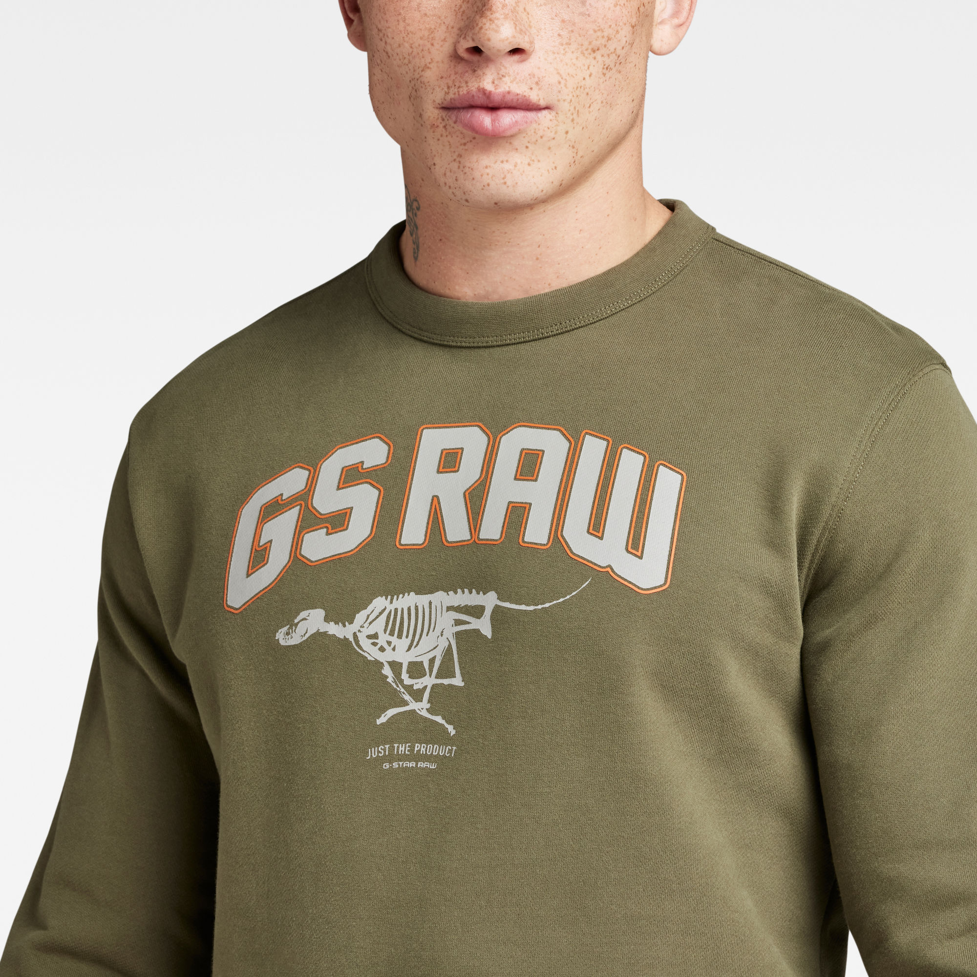 G-Star RAW Skeleton Dog Graphic Sweater Groen Heren