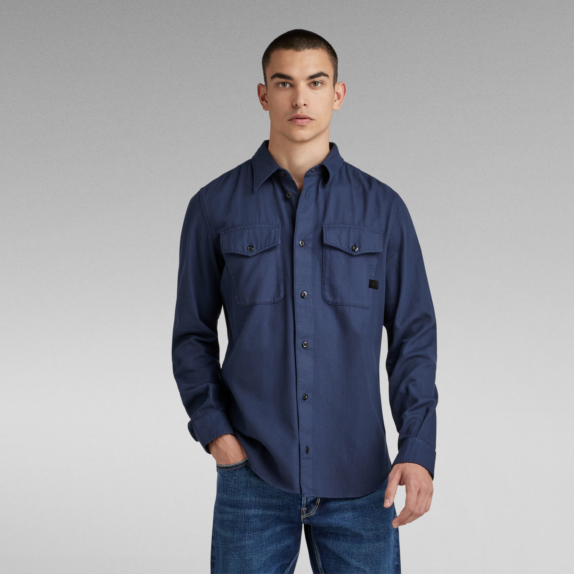 Marine Slim Hemd - Dunkelblau - Herren