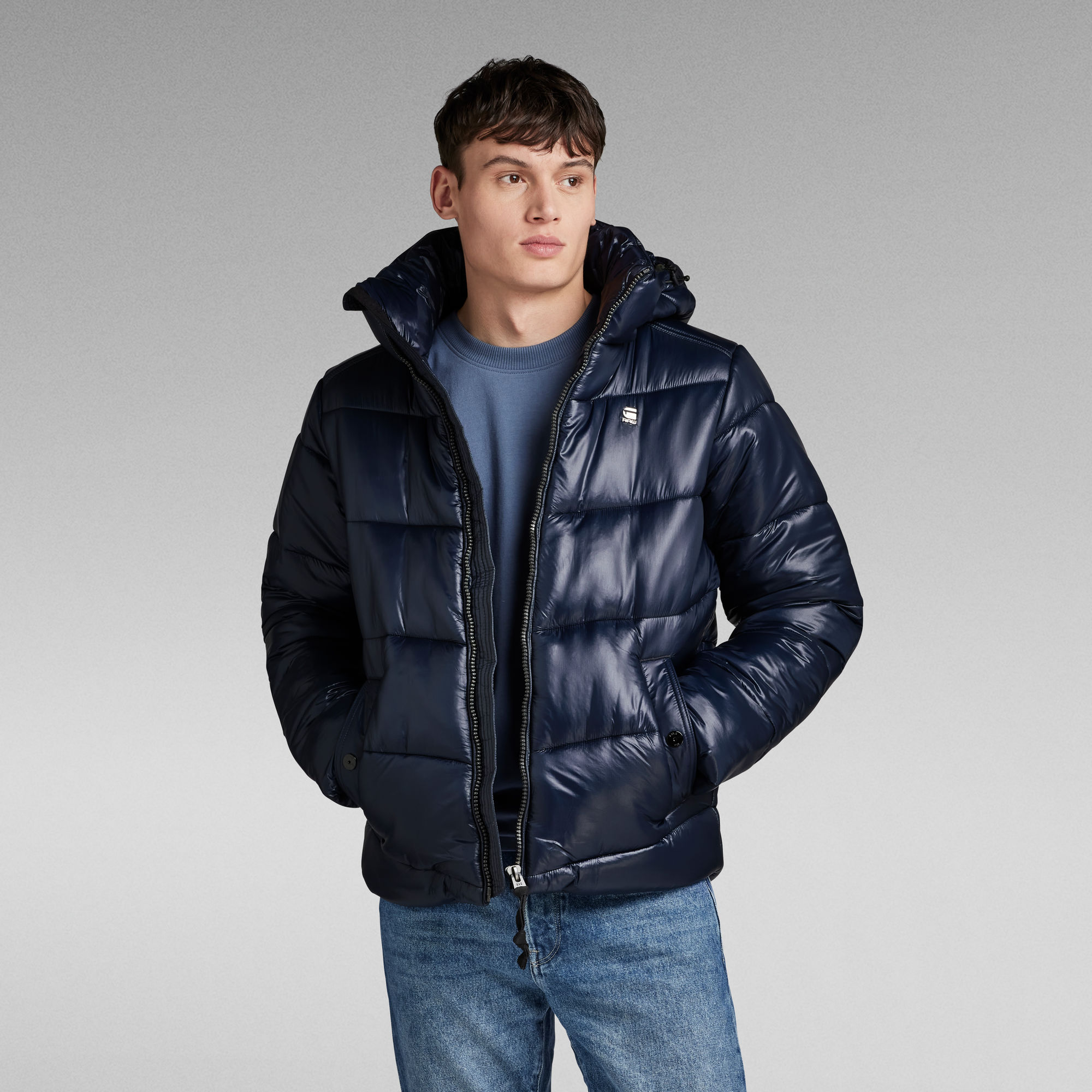 

Padded Hooded Puffer - Dark blue - Men