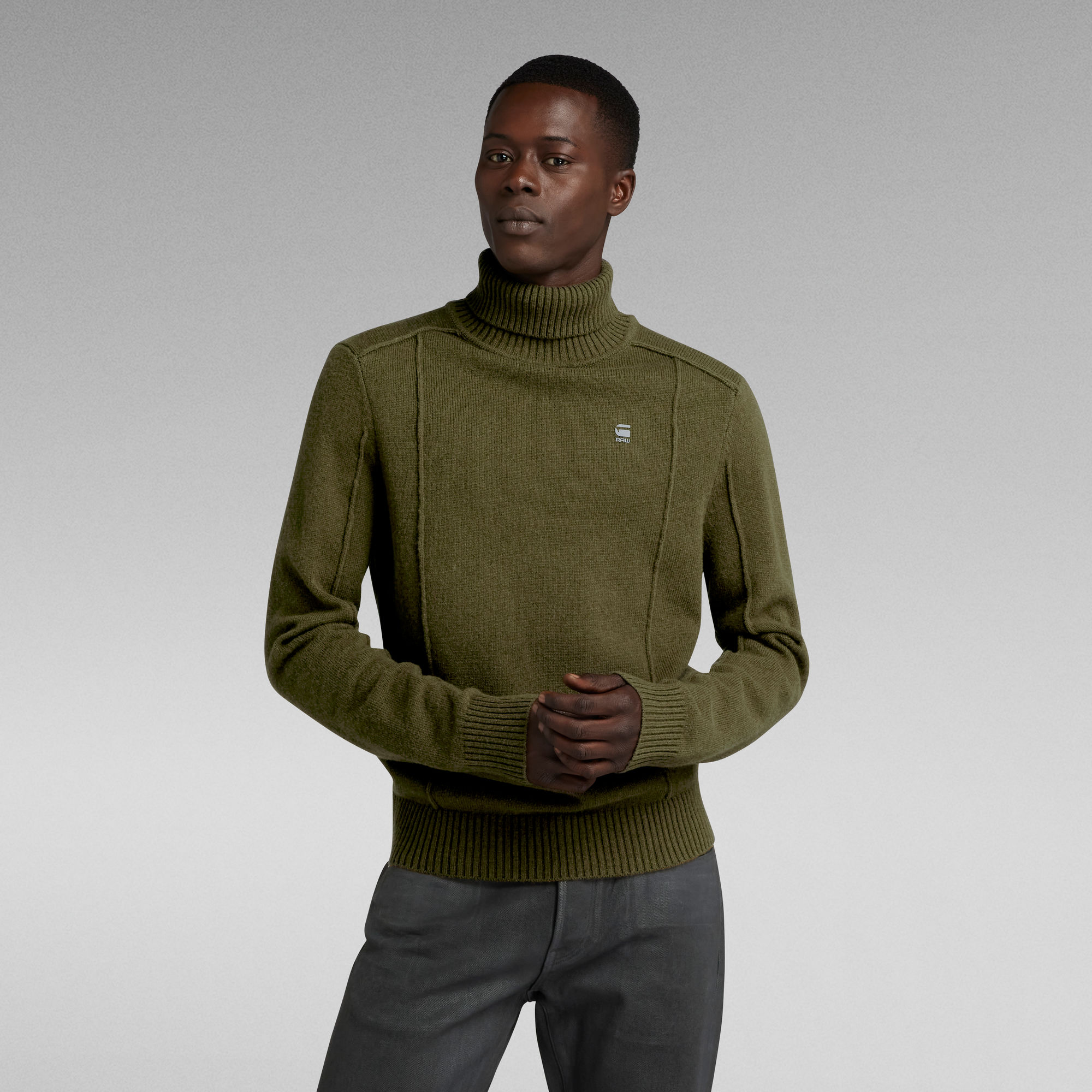 

Structure Turtle Knitted Sweater - Green - Men