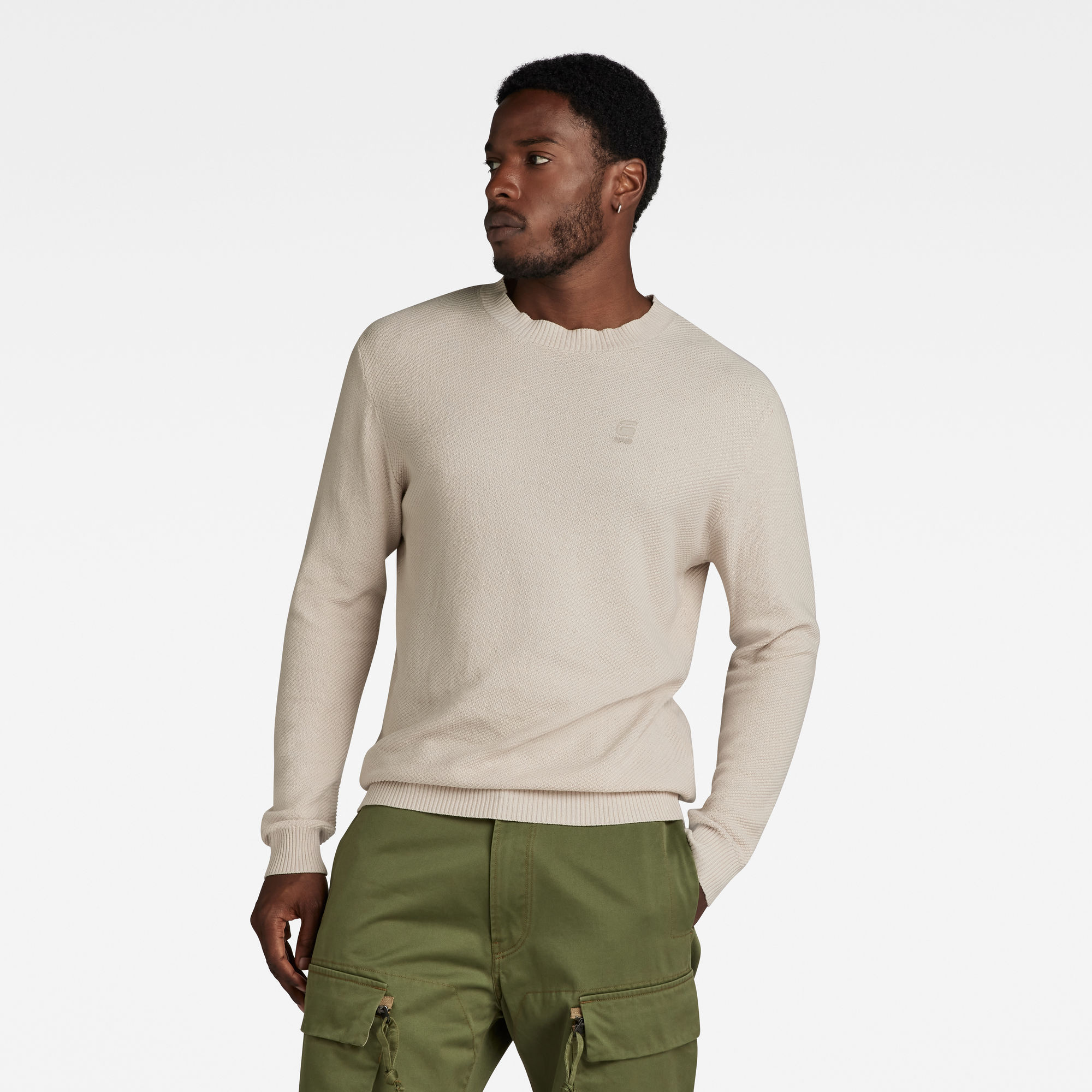 

Moss Knitted Sweater - White - Men