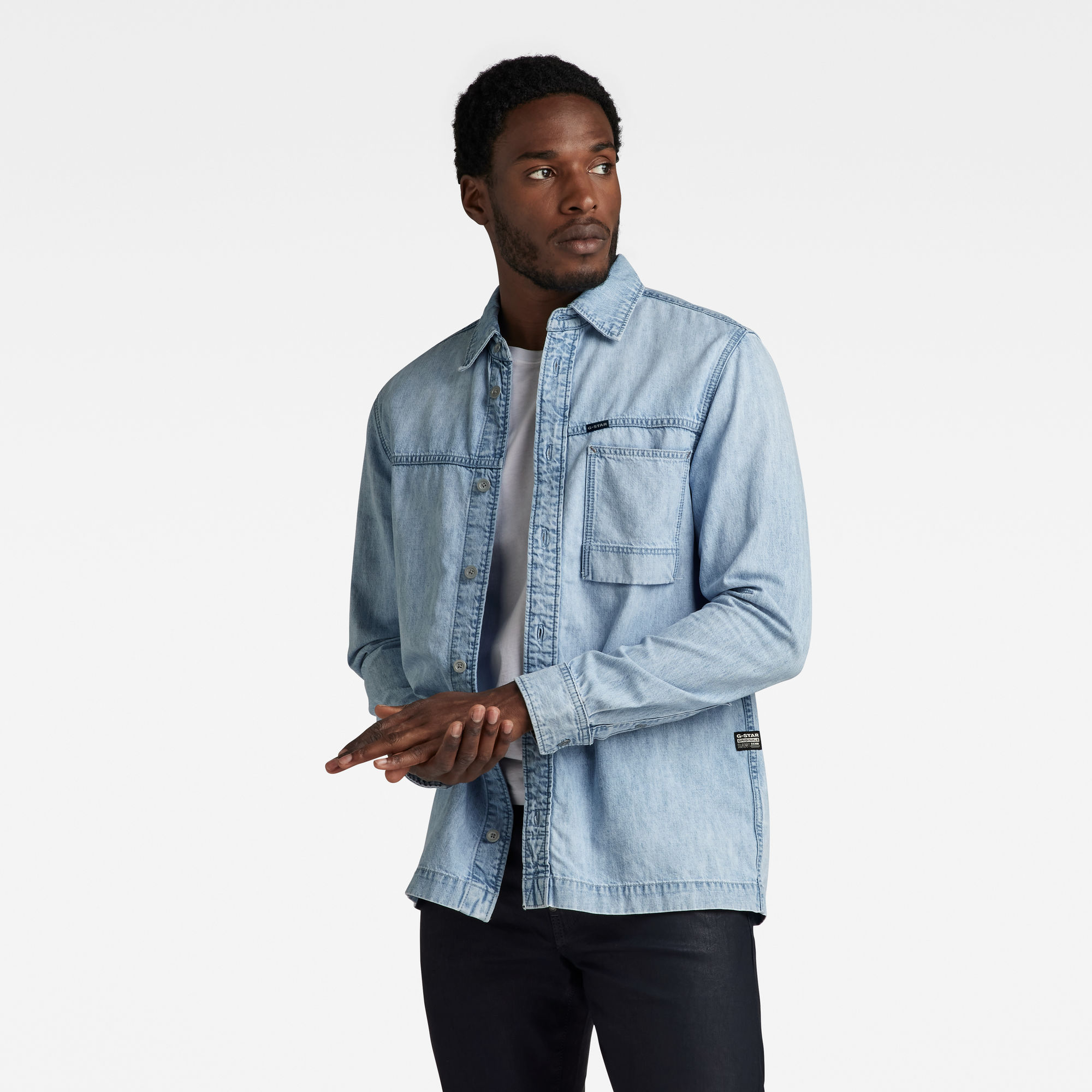 

1-Pocket Regular Denim Shirt - Light blue - Men