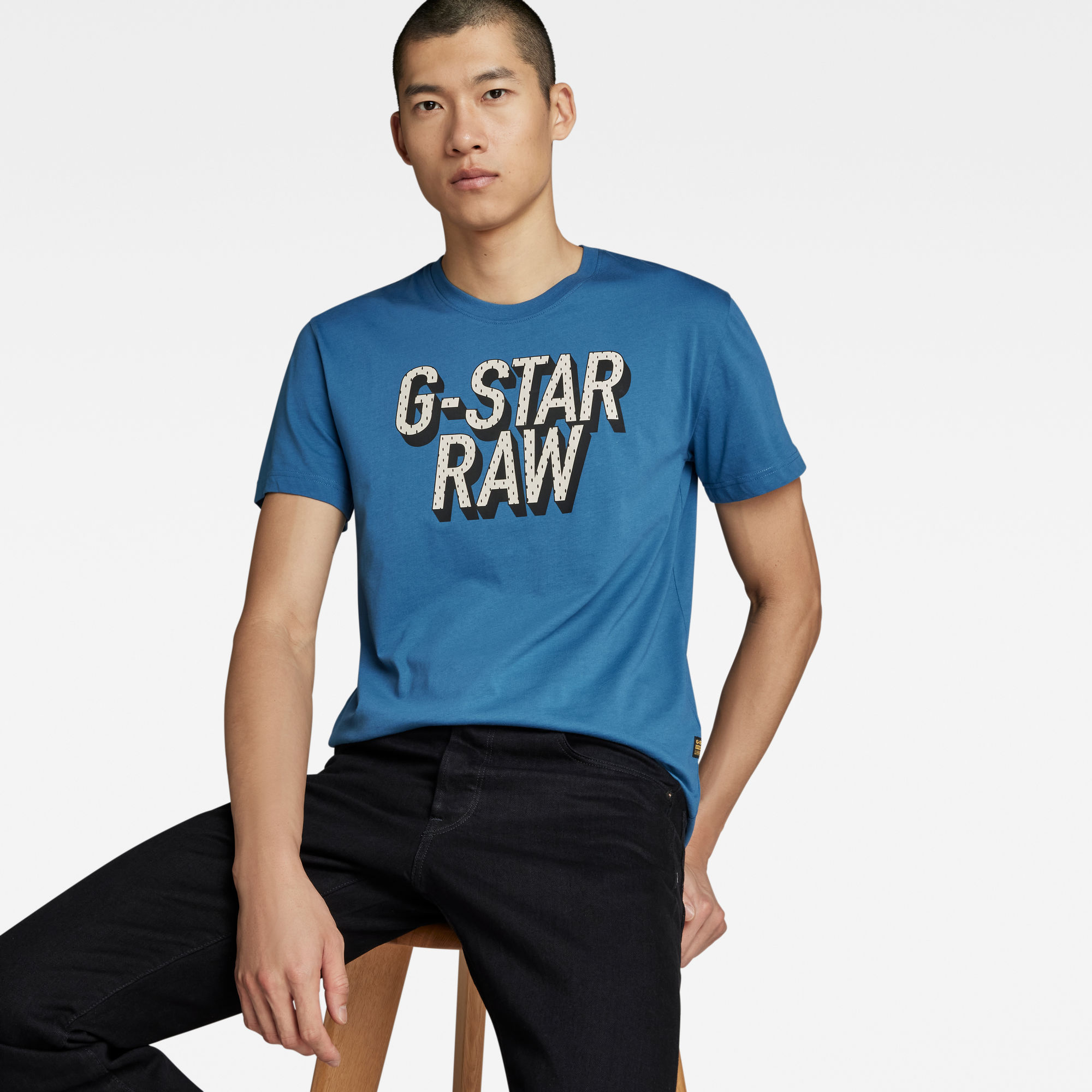 G-Star RAW 3D Dotted Graphic T-Shirt Midden blauw Heren
