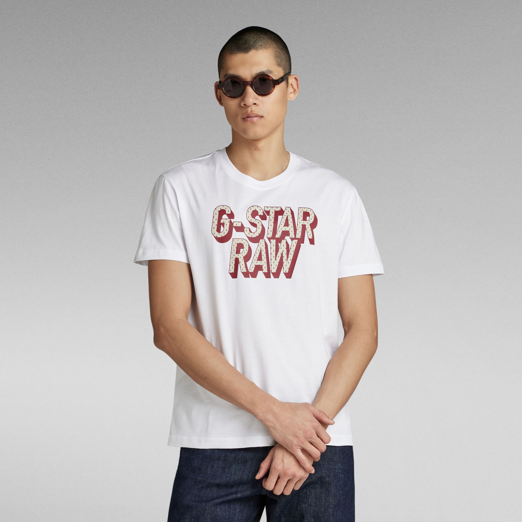 G-Star RAW 3D Dotted Graphic T-Shirt Wit Heren