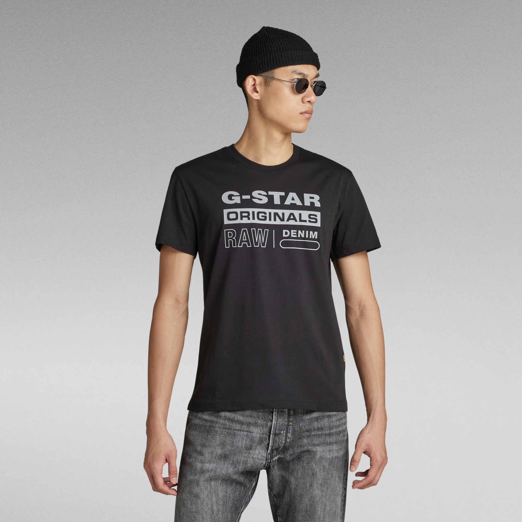 G-Star RAW Reflective Originals Graphic T-Shirt Zwart Heren
