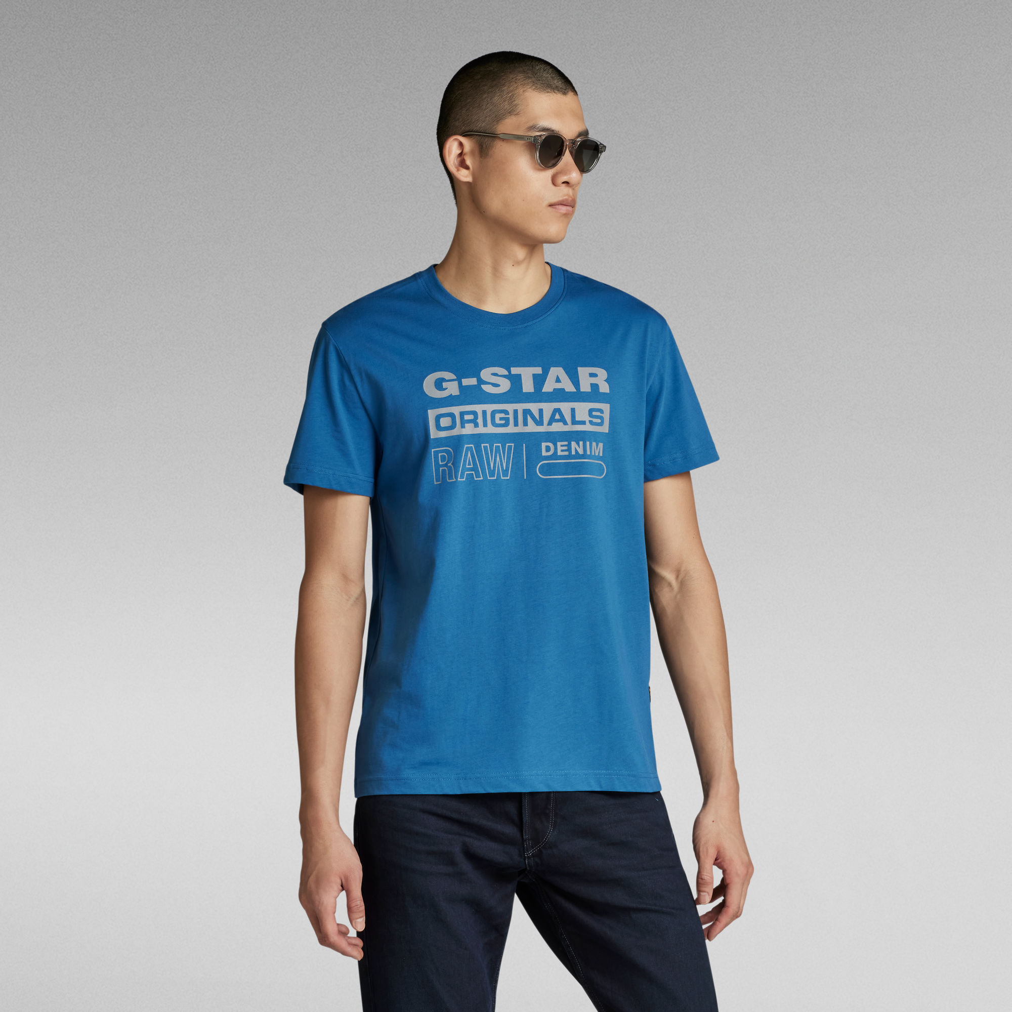 G-Star RAW Reflective Originals Graphic T-Shirt Midden blauw Heren
