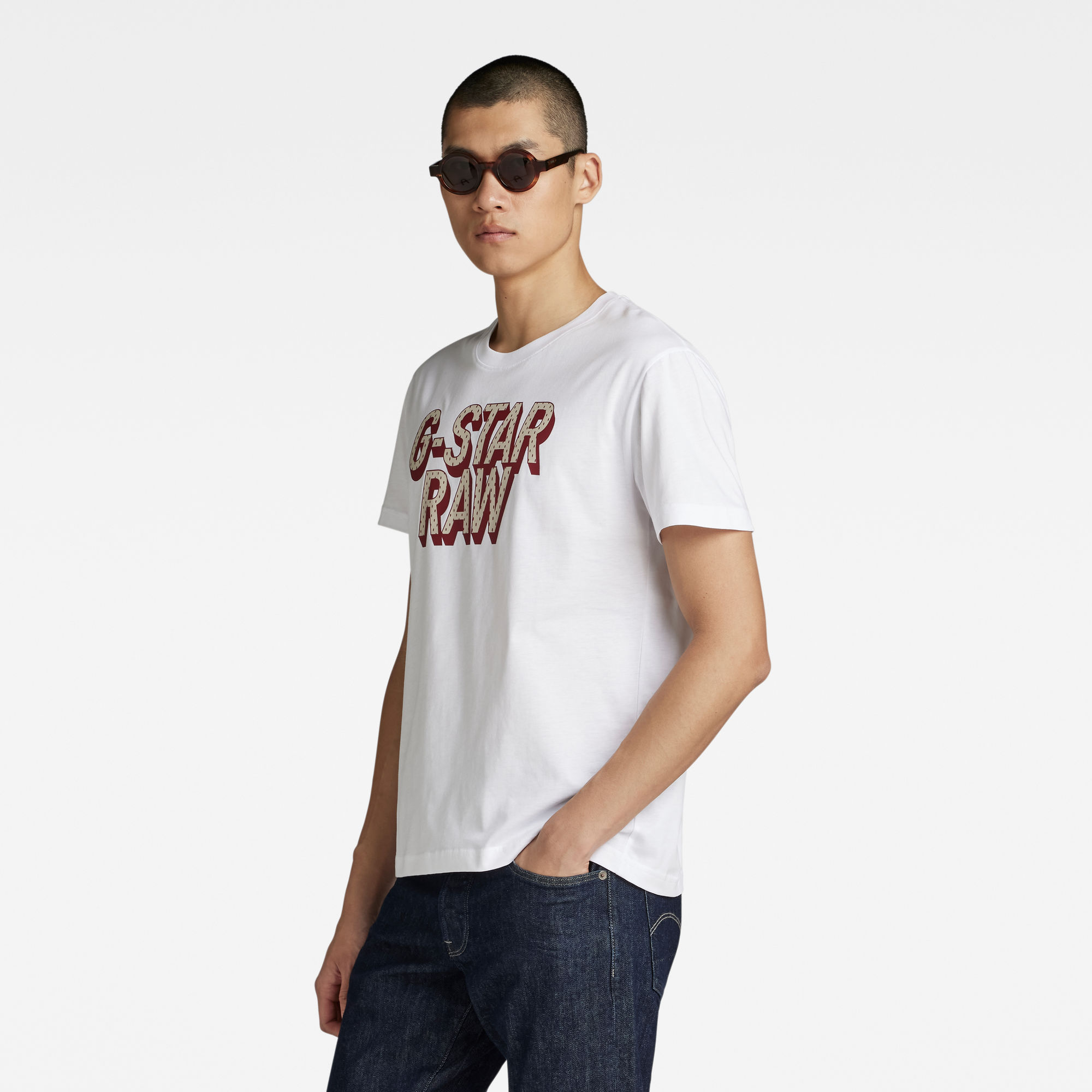 G-Star RAW 3D Dotted Graphic T-Shirt Wit Heren