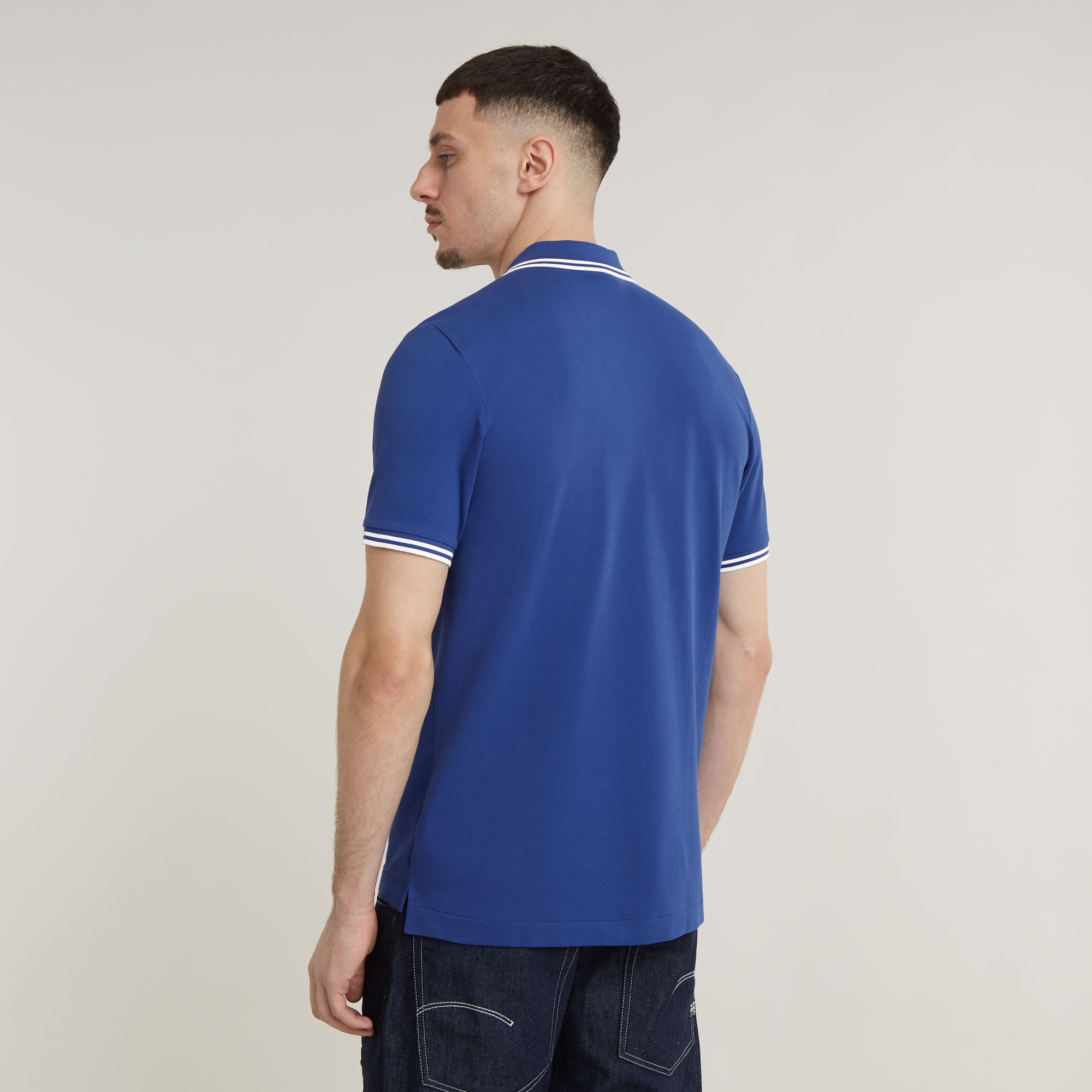 G-Star RAW Dunda Slim Stripe Polo Midden blauw Heren