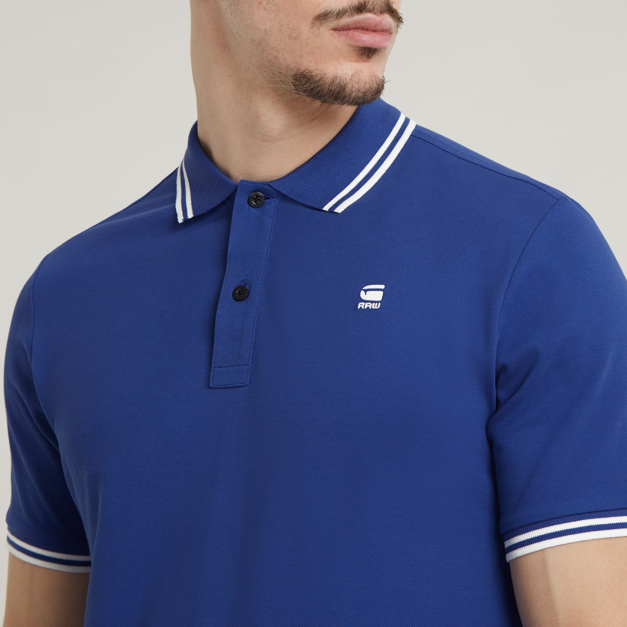 G-Star RAW Dunda Slim Stripe Polo Midden blauw Heren