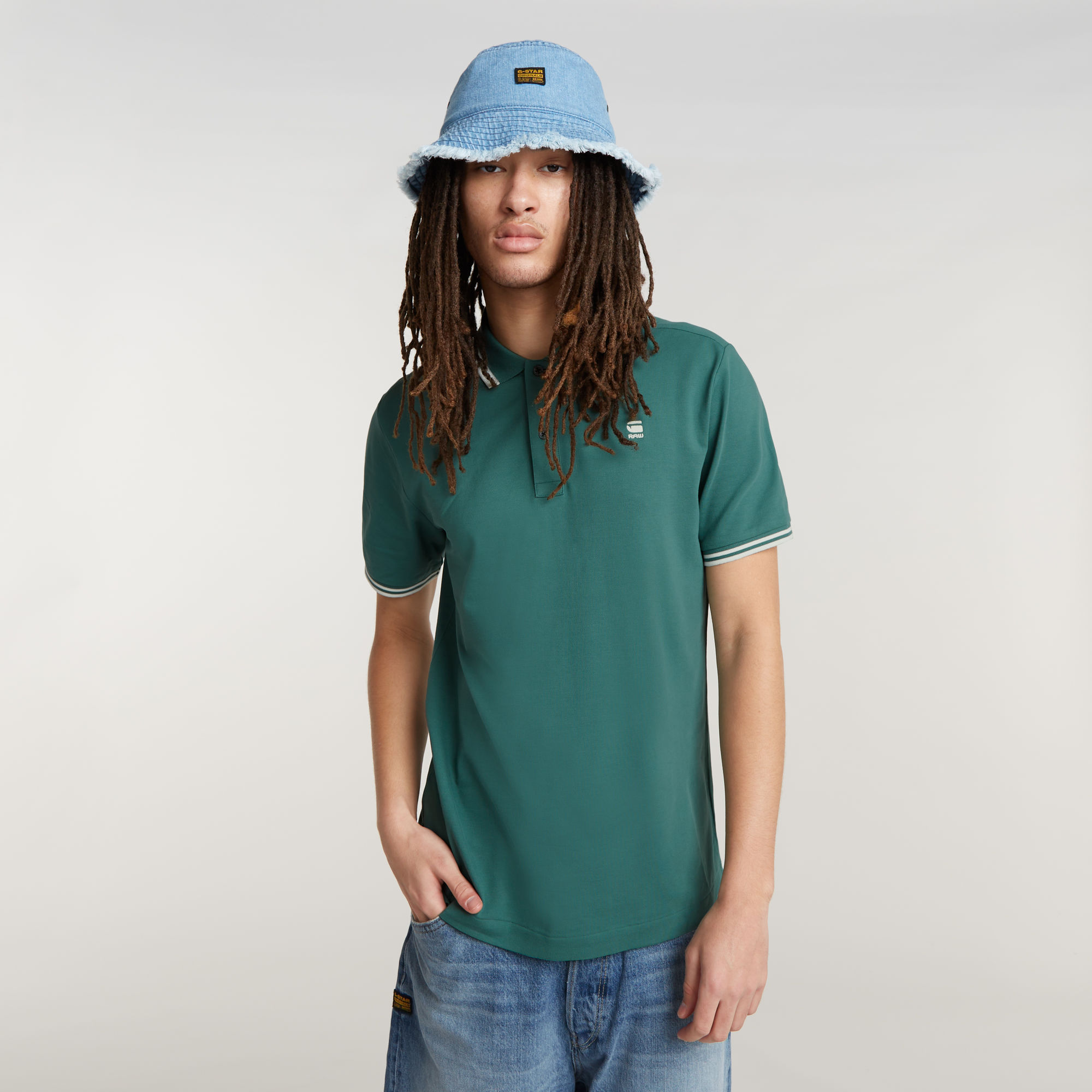 

Dunda Slim Stripe Polo - Green - Men