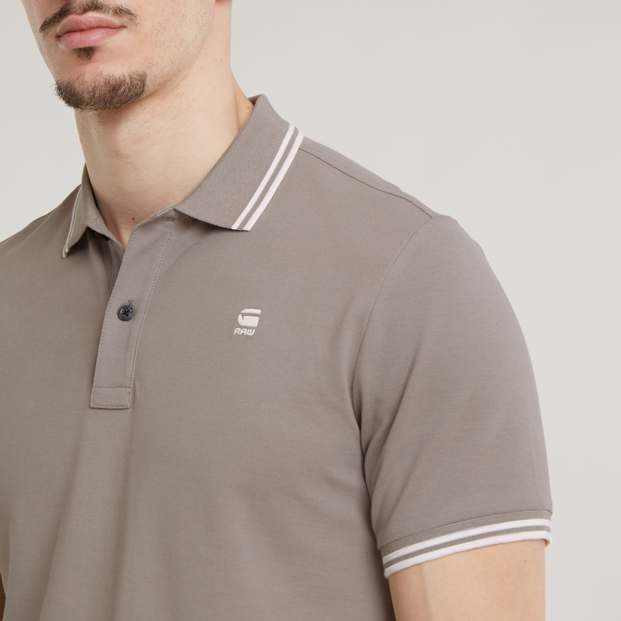G-Star RAW Dunda Slim Stripe Polo Beige Heren