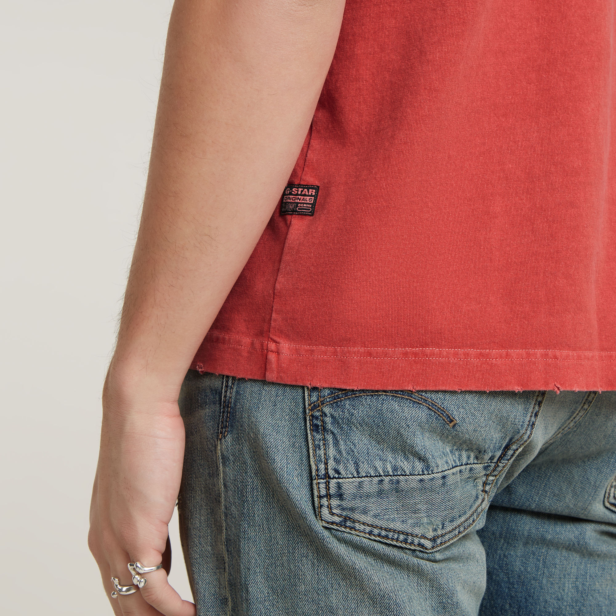 G-Star RAW Overdyed Destroyed Boxy T-Shirt Roze Heren